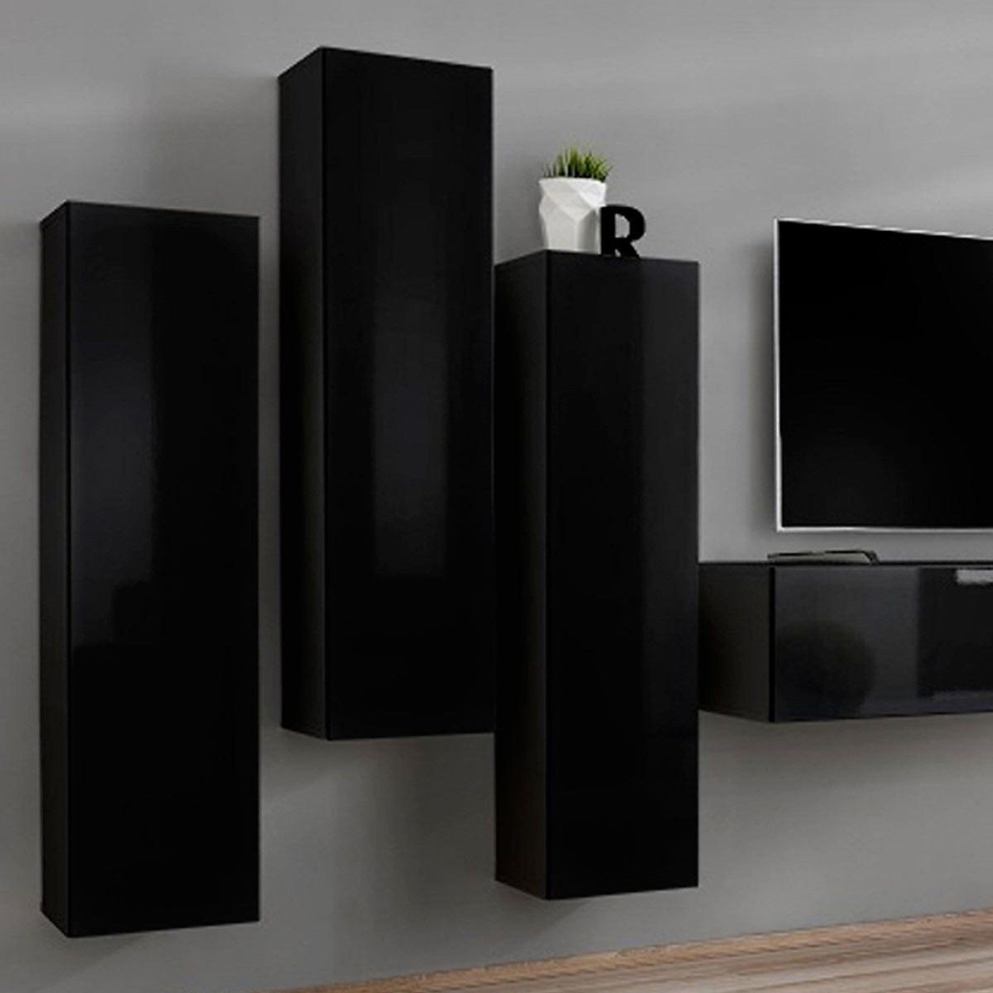 Voir la diapositive 2 : Paris Prix Meuble tv mural design  switch ii  270cm noir