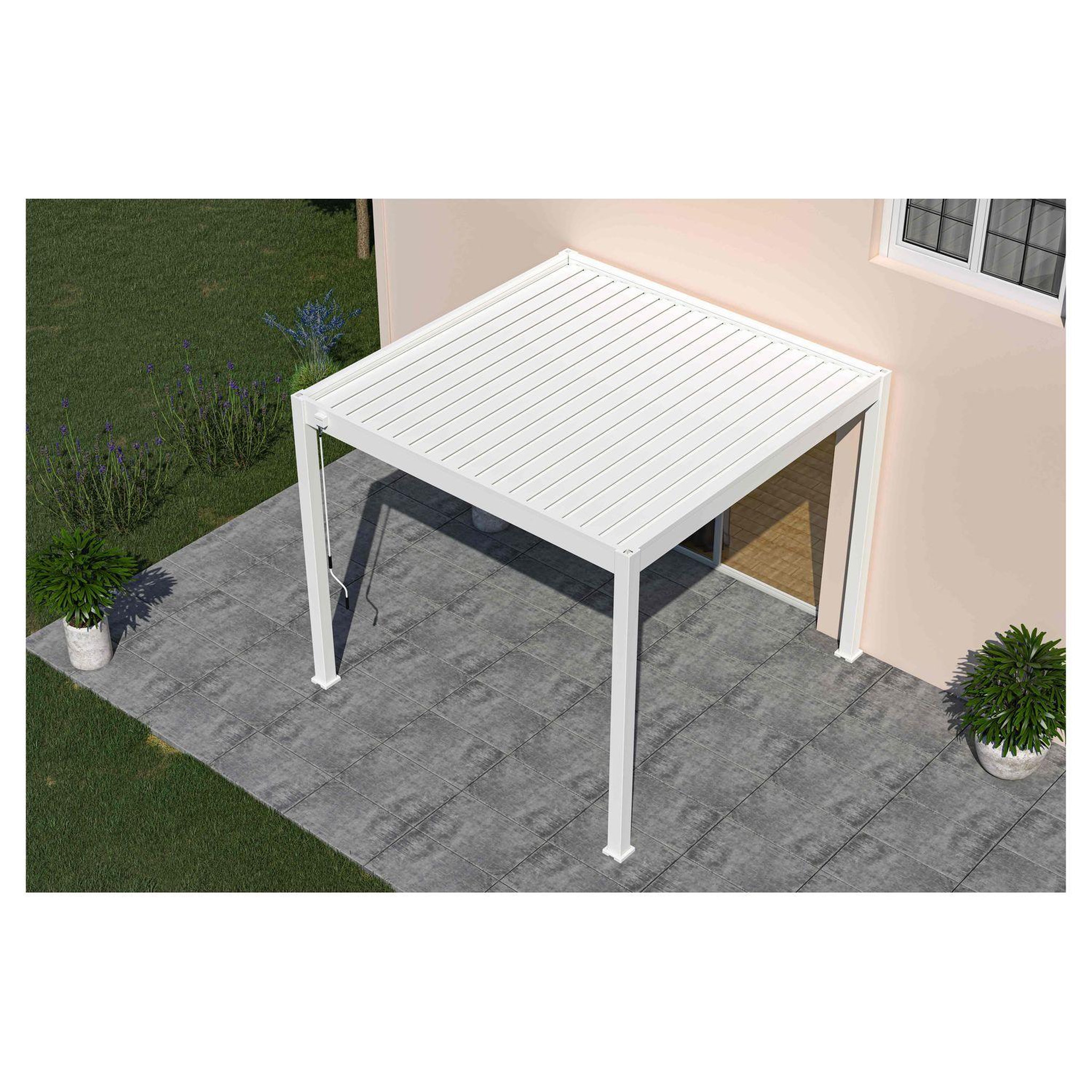 Voir la diapositive 6 : OMBREA Pergola bioclimatique - Autoportante - Blanche - 3x3 OMBREA