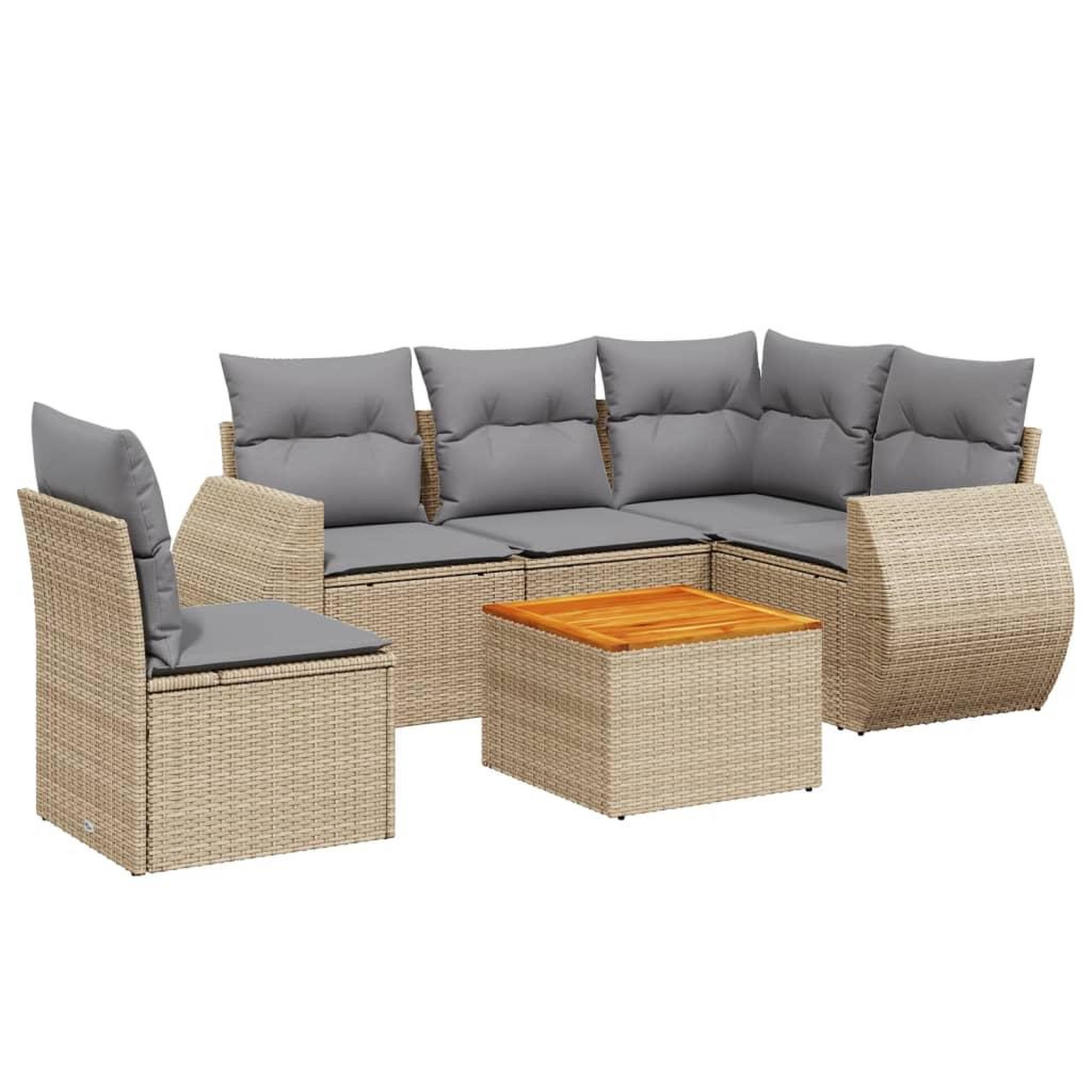 Voir la diapositive 2 : VIDAXL Salon de jardin avec coussins 6 pcs beige resine tressee
