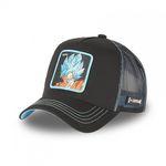 CAPSLAB Casquette trucker avec filet Dragon Ball Super Black Goku. Coloris disponibles : Noir