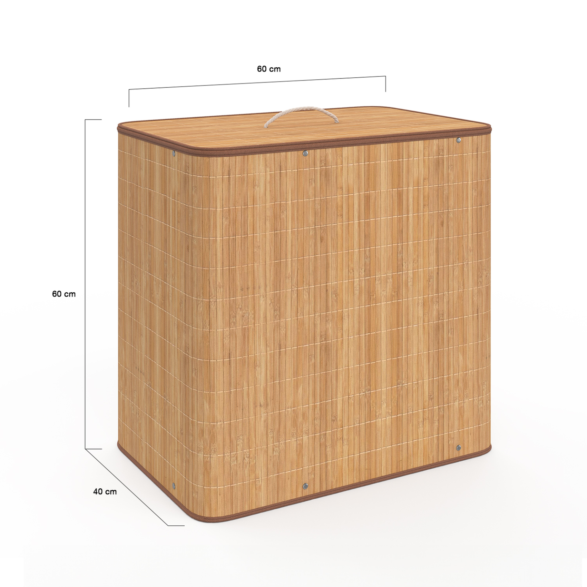 Voir la diapositive 5 : ID MARKET Panier à linge 3 bacs amovibles bambou ALBA tissu écru