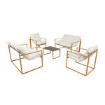 CONCEPT USINE Salon de jardin 6 places contemporain marron et coussins beiges RABAT