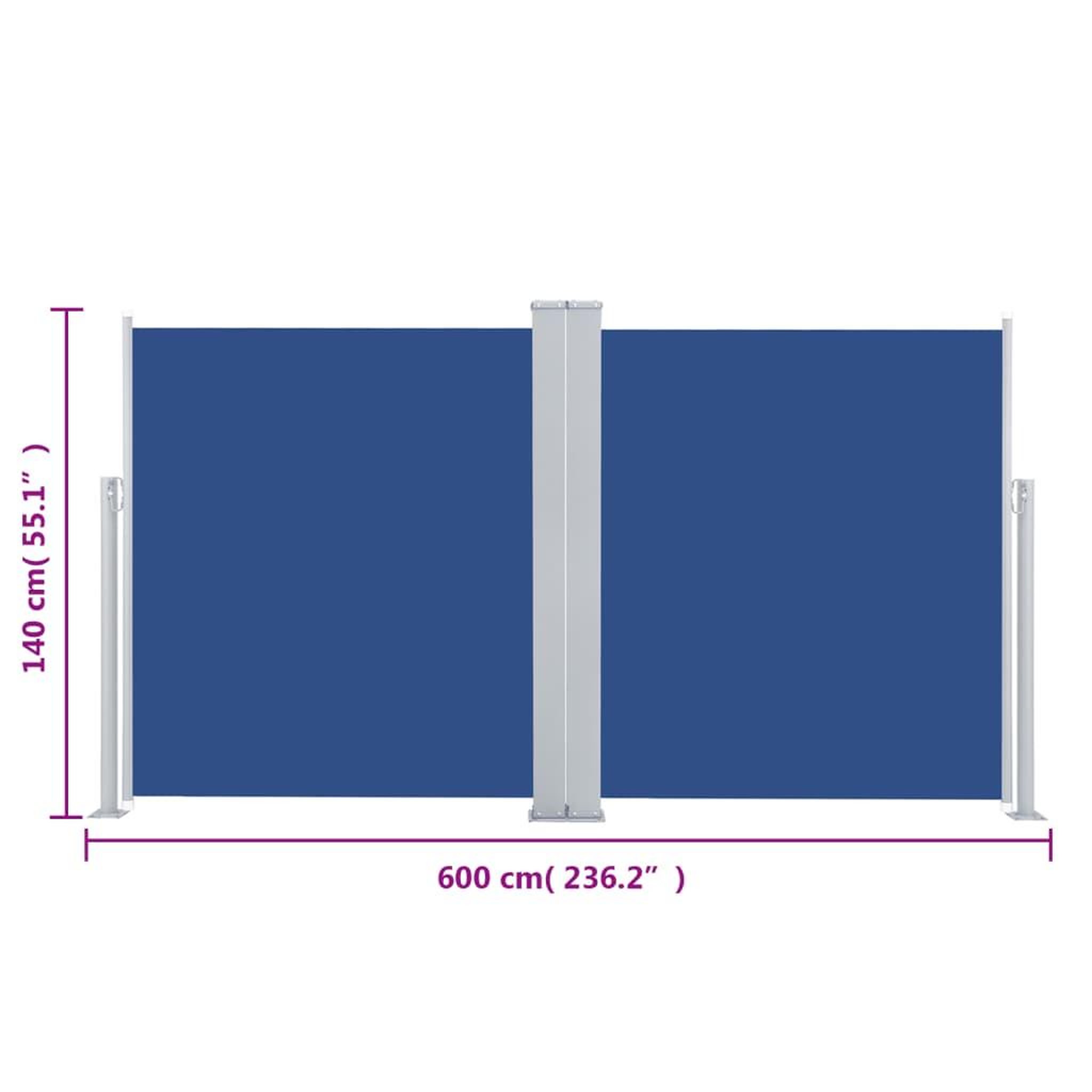 Voir la diapositive 6 : VIDAXL Auvent lateral retractable Bleu 140 x 600 cm