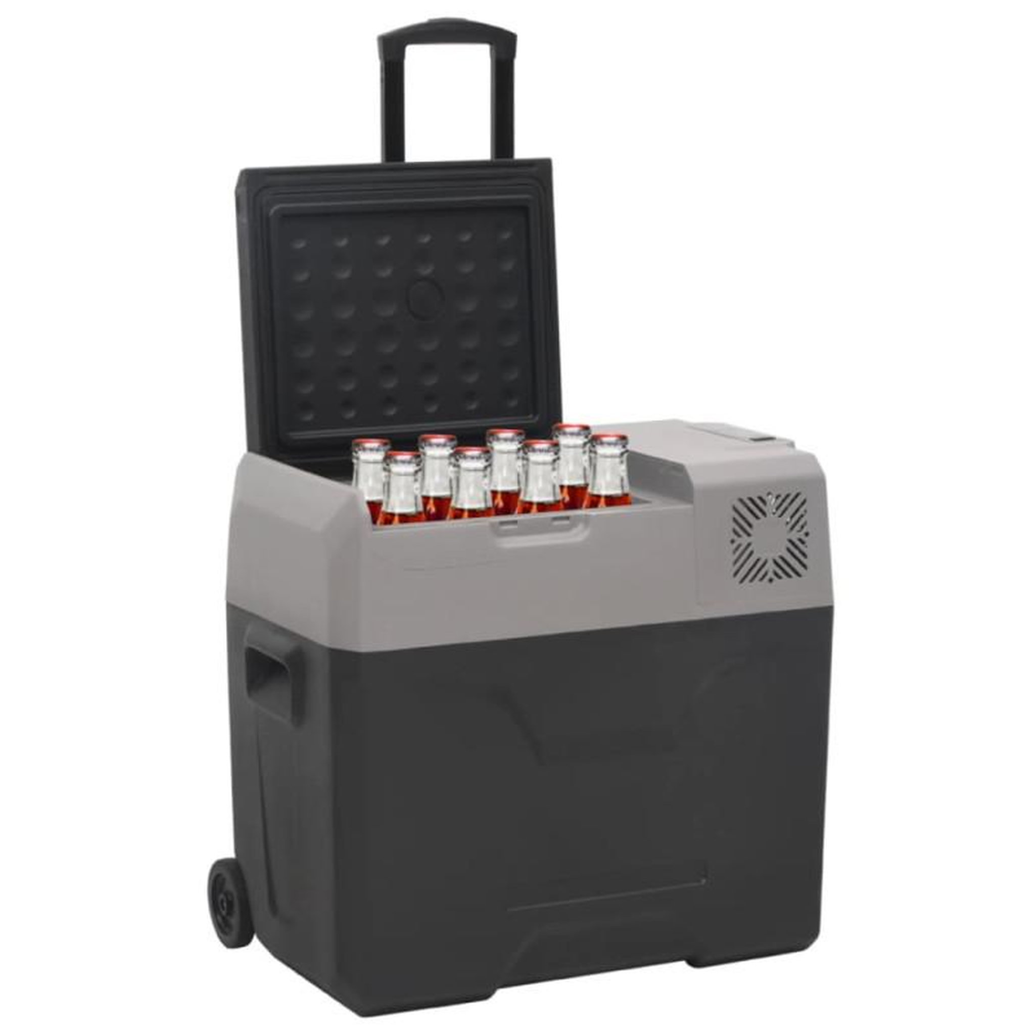 Voir la diapositive 2 : VIDAXL Glacière avec roue et adaptateur noir et gris 50L polypropylène