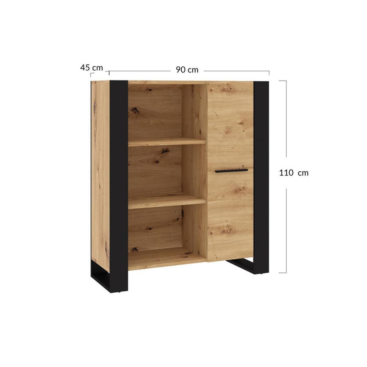 BEST MOBILIER Donnely - buffet haut - effet bois et noir - 110 cm