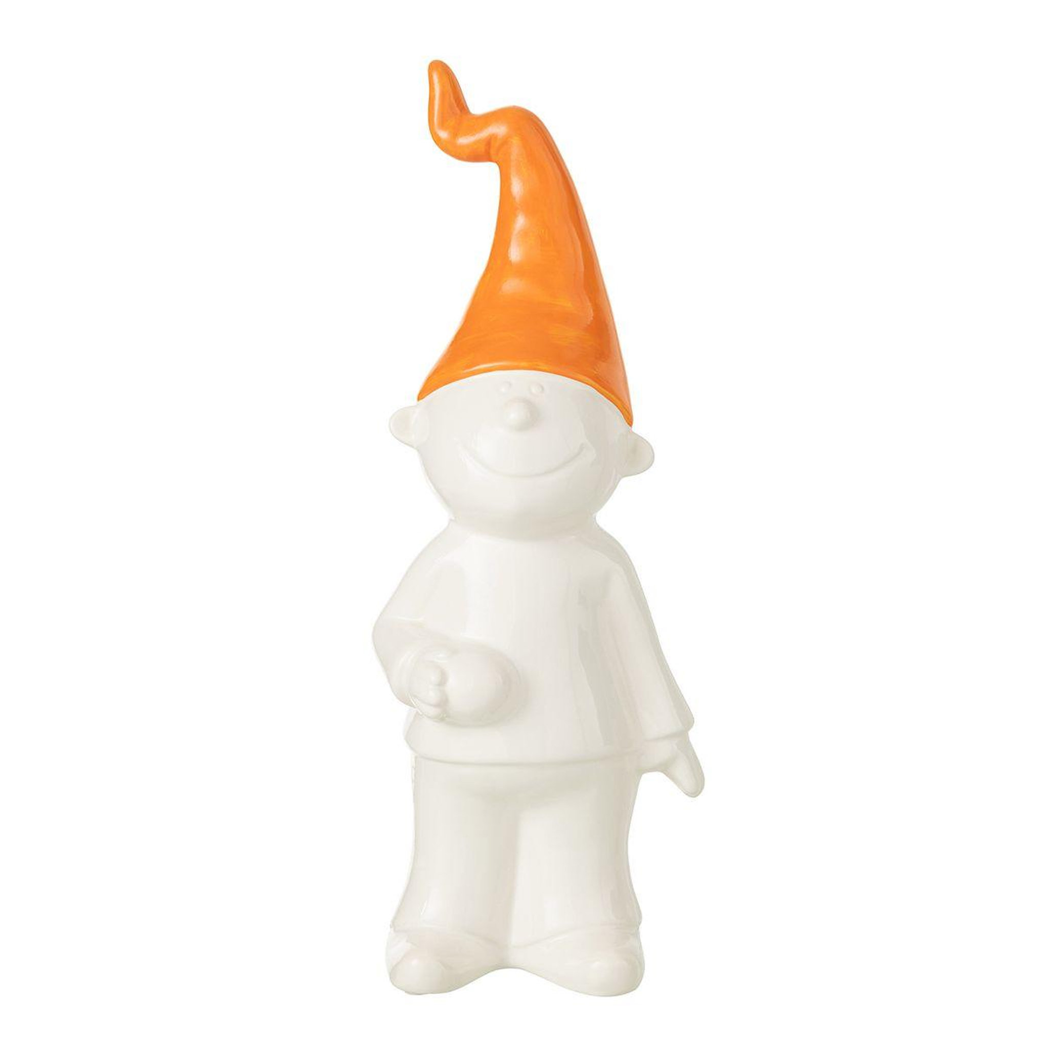 Voir la diapositive 1 : J-LINE Statuette Déco  Nain  40cm Blanc & Orange