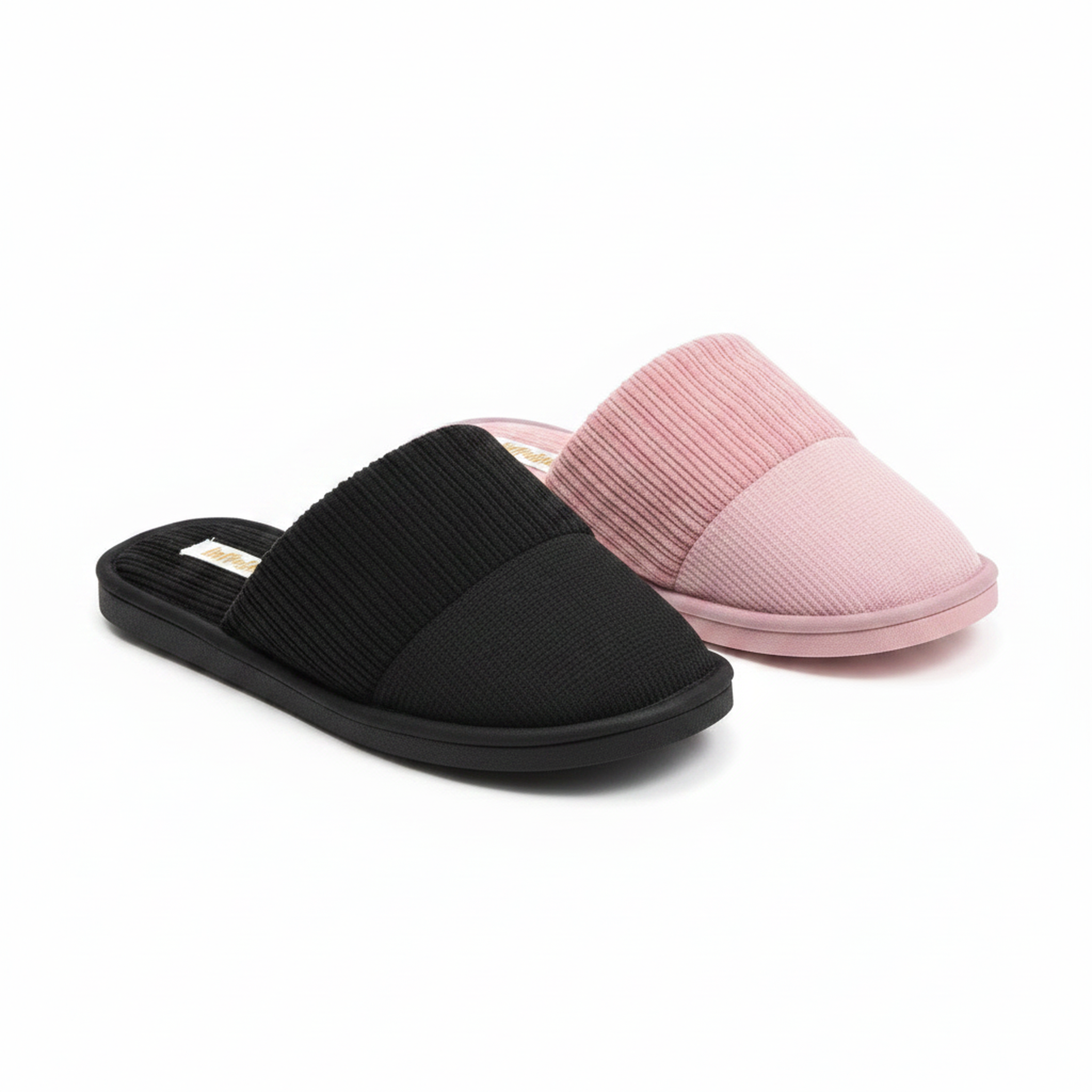 OZABI Infinitif paris pantoufles mules femme pack 2 paires tige côtelée semelle mousse. Coloris disponibles : Bicolore