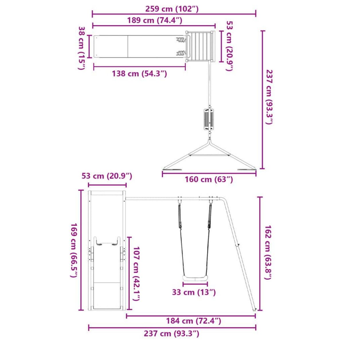VIDAXL Aire de jeux d'exterieur bois massif de douglas