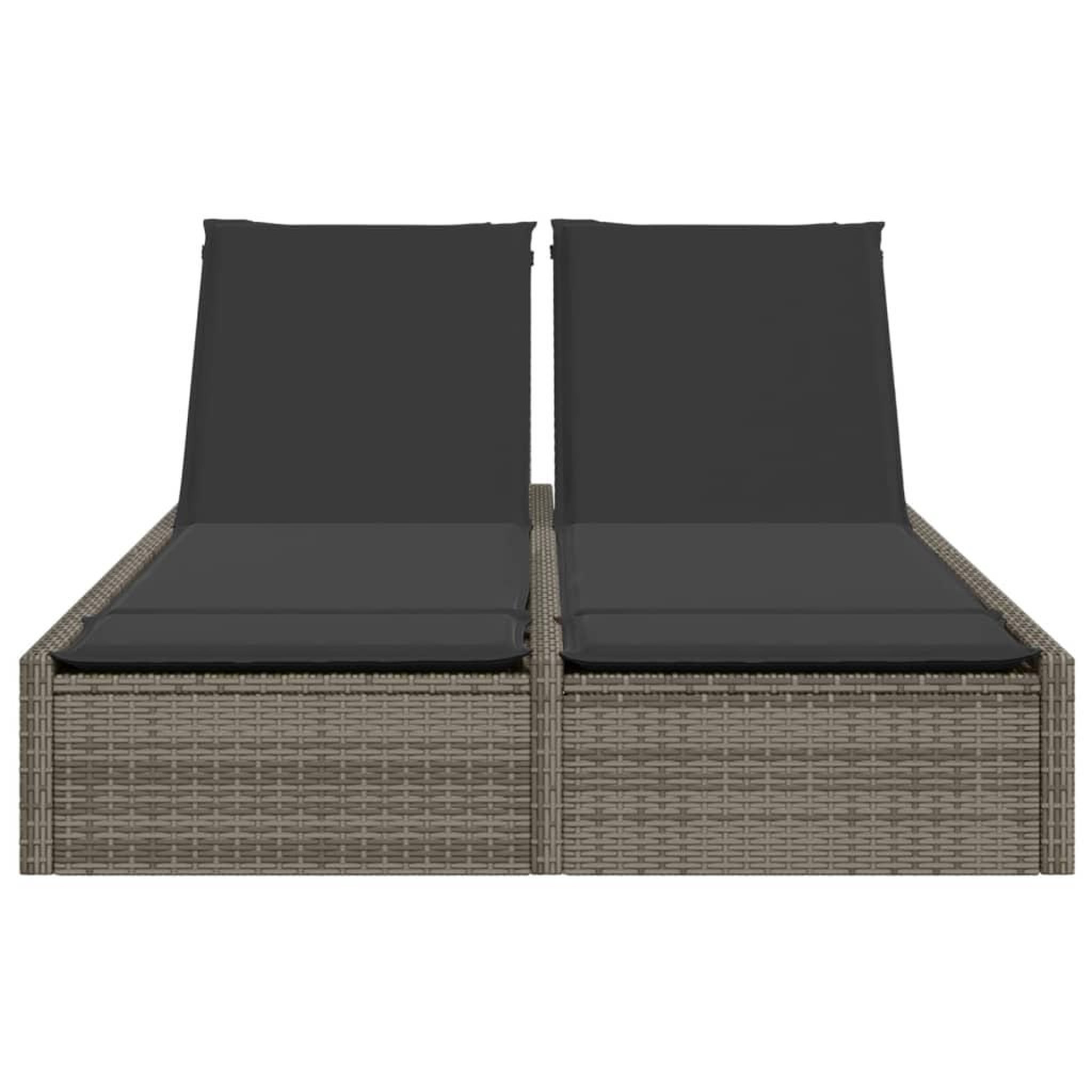 Voir la diapositive 3 : VIDAXL Chaise longue double avec coussins gris resine tressee