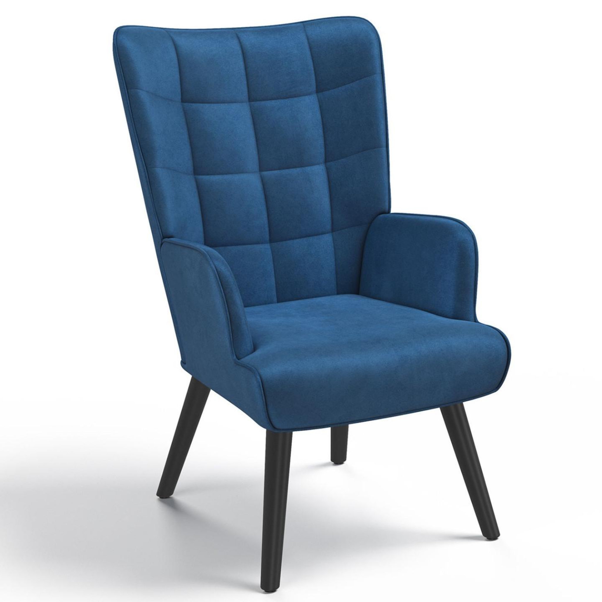 ID MARKET Fauteuil scandinave ania en velours bleu