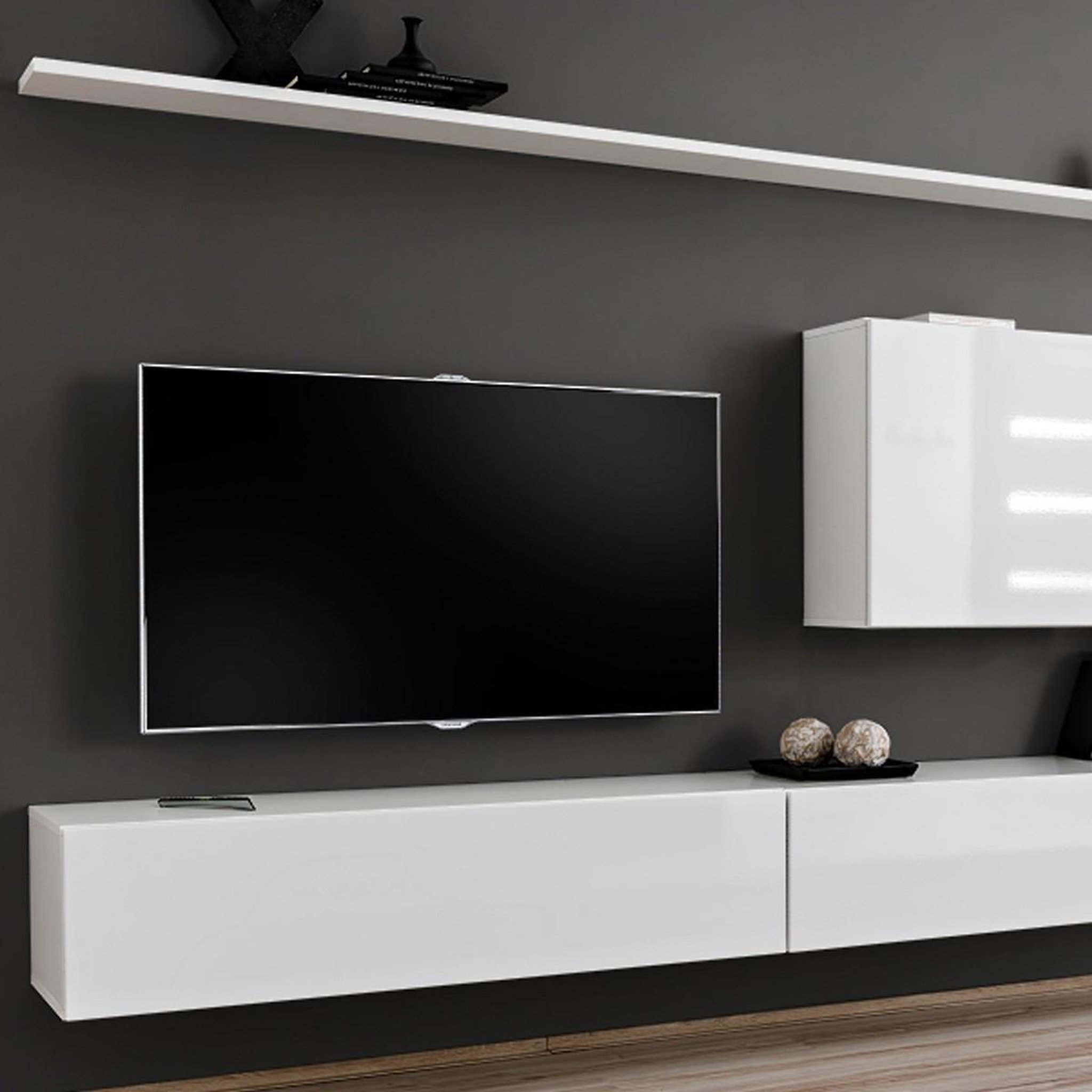 Voir la diapositive 2 : Paris Prix Meuble tv mural design  switch vii  340cm blanc