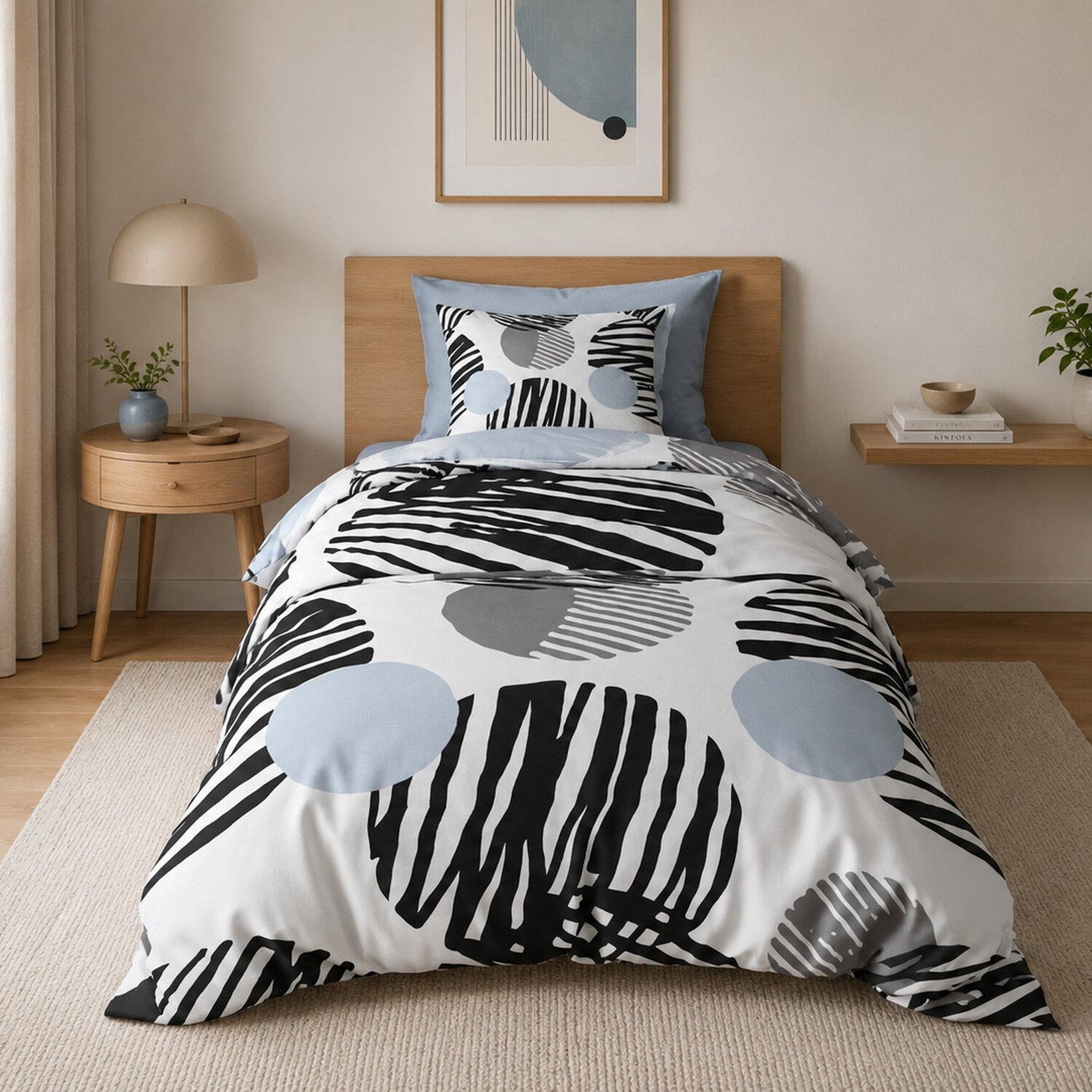 Voir la diapositive 1 : Les Ateliers du Linge Parure housse de couette 100%polyester 60gsm, cerclus