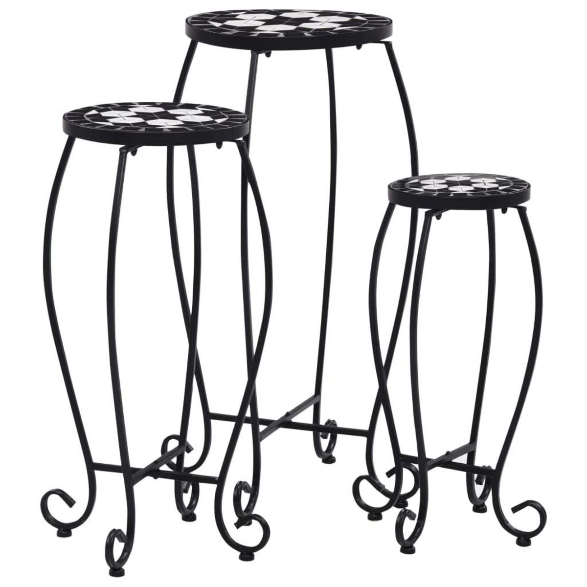 VIDAXL Tables mosaïque 3 pcs noir et blanc Ceramique