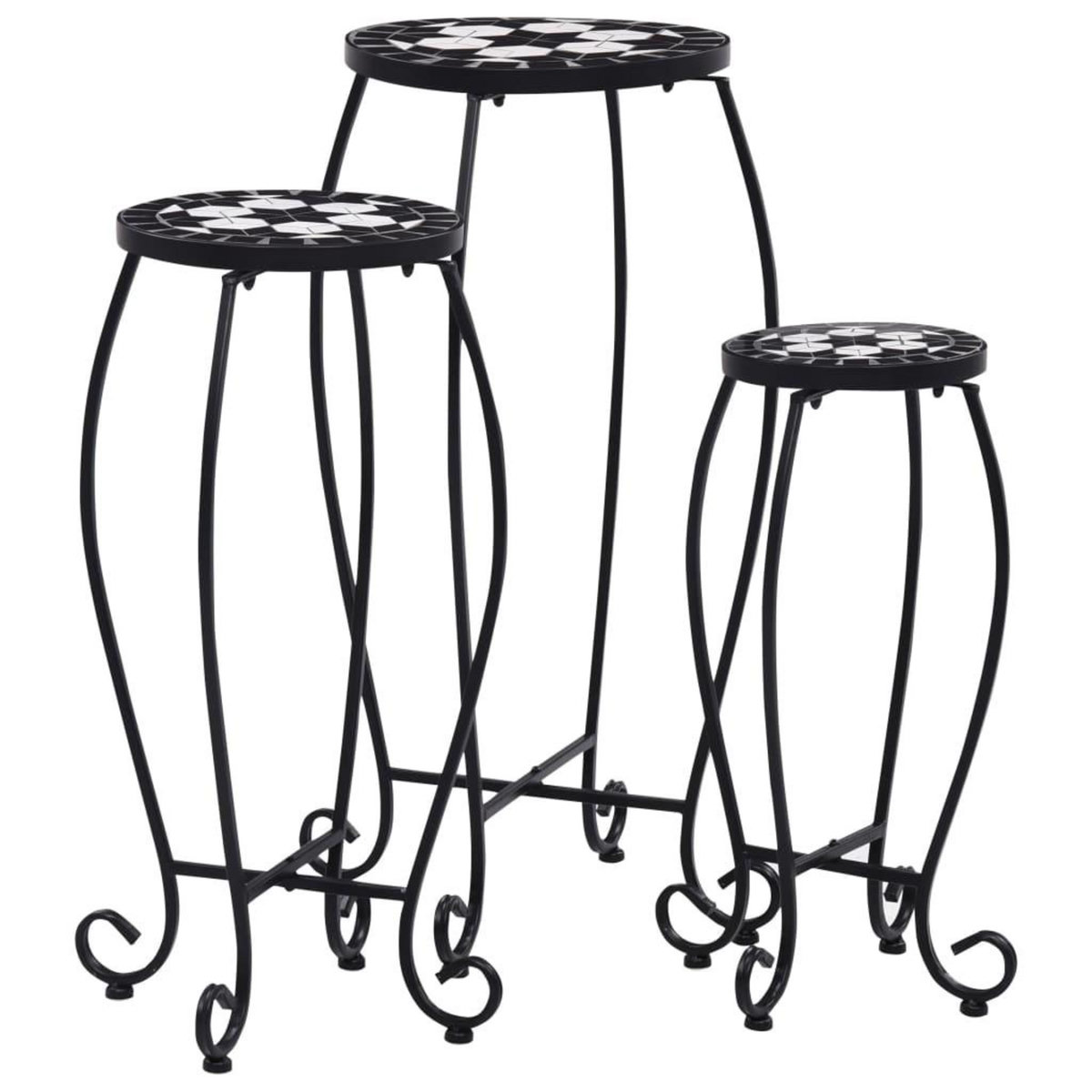 VIDAXL Tables mosaïque 3 pcs noir et blanc Ceramique