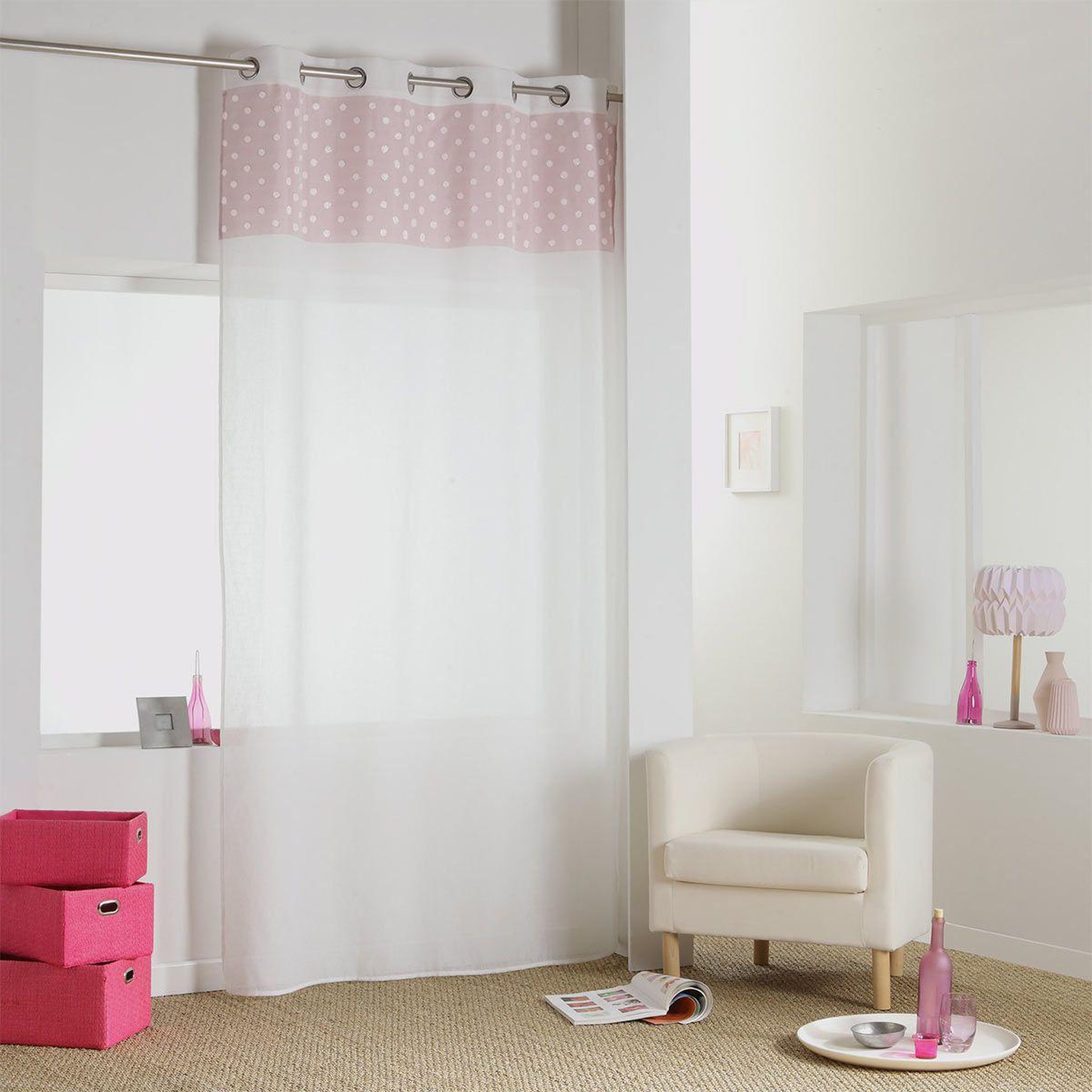 Douceur d'Intérieur Rideau voilage à œillets  minnie  140x240cm rose