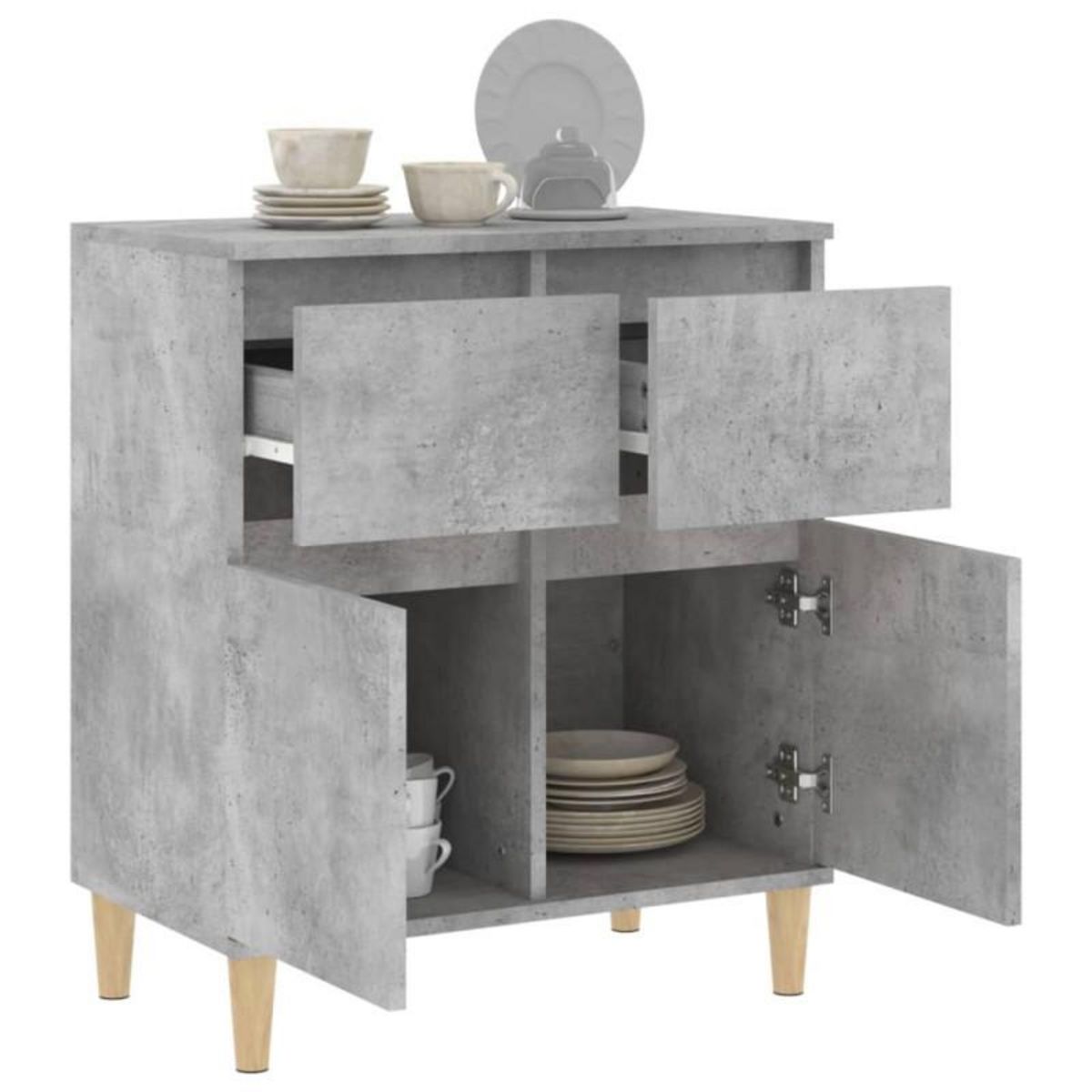 VIDAXL Buffet Gris béton 60x35x70 cm Bois d ingénierie
