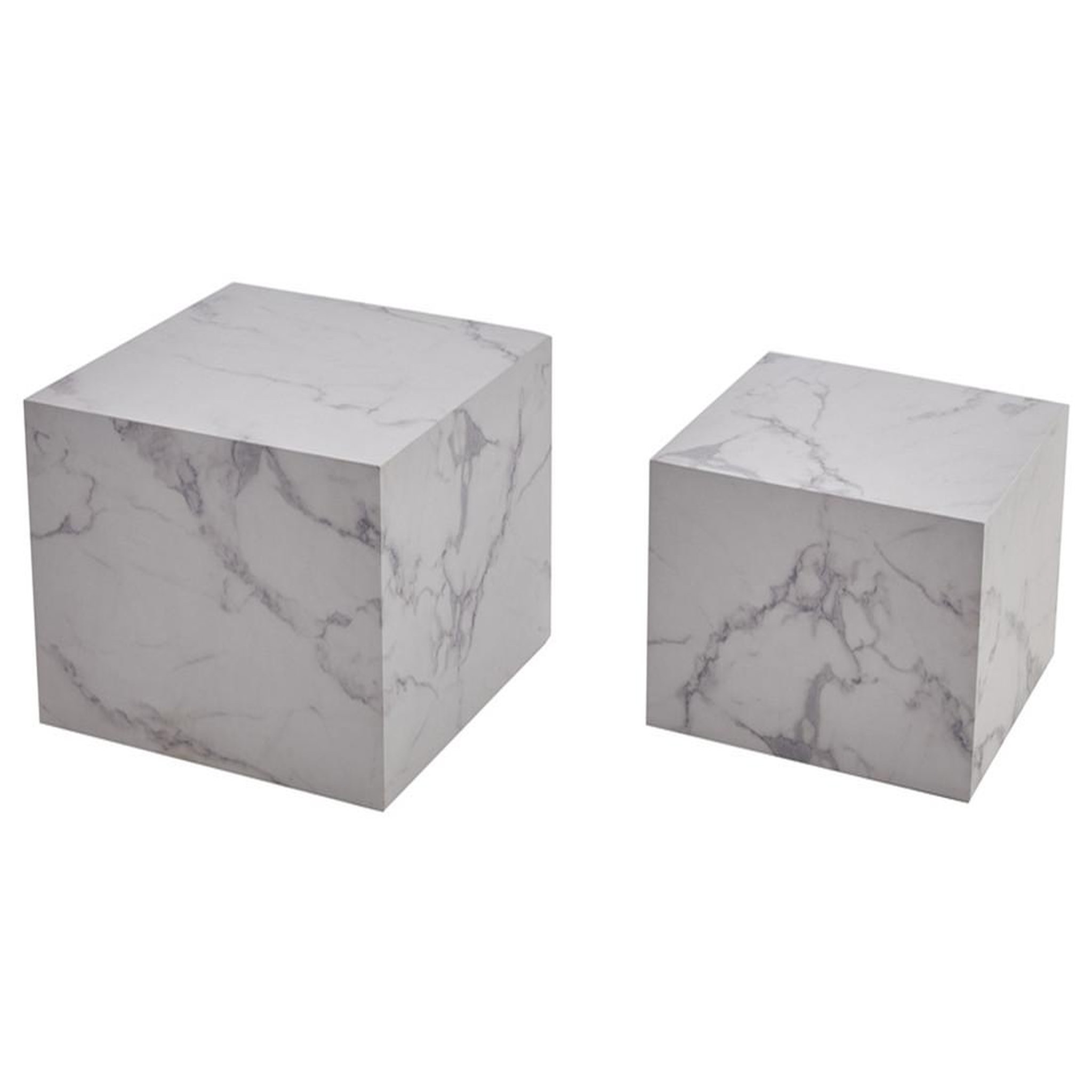 Voir la diapositive 3 : LISA DESIGN Fabio - lot de 2 tables basses - marbre blanc
