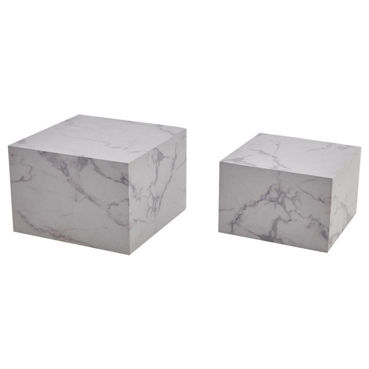 LISA DESIGN Fabio - lot de 2 tables basses - marbre blanc
