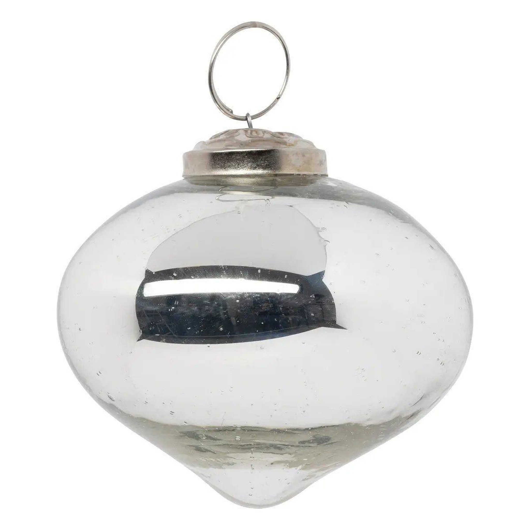 Voir la diapositive 3 : ATMOSPHERA Lot de 2 boules de noël en verre  goutte  8cm argent