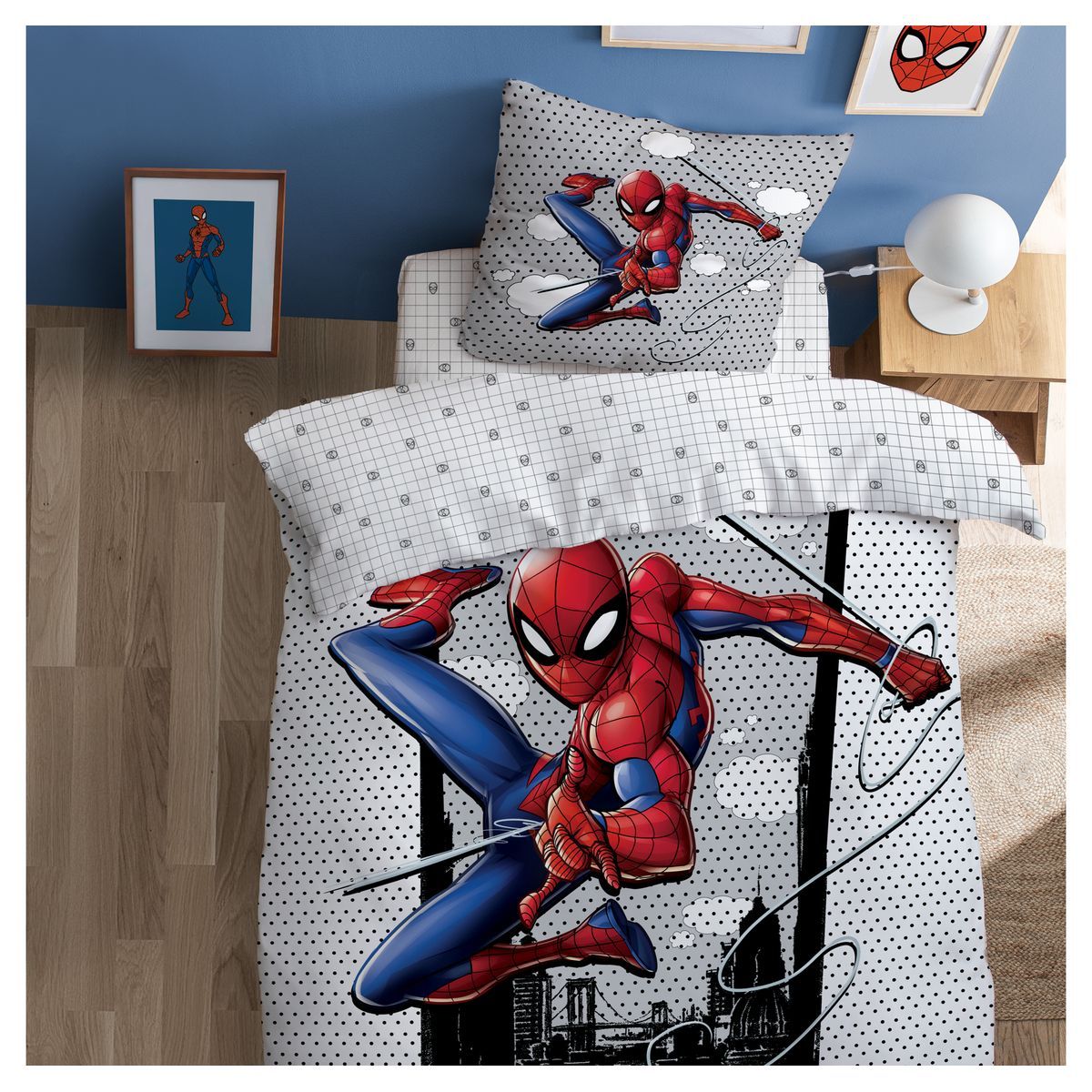 SPIDERMAN Parure housse de couette enfant en coton 57 fils SPIDERMAN