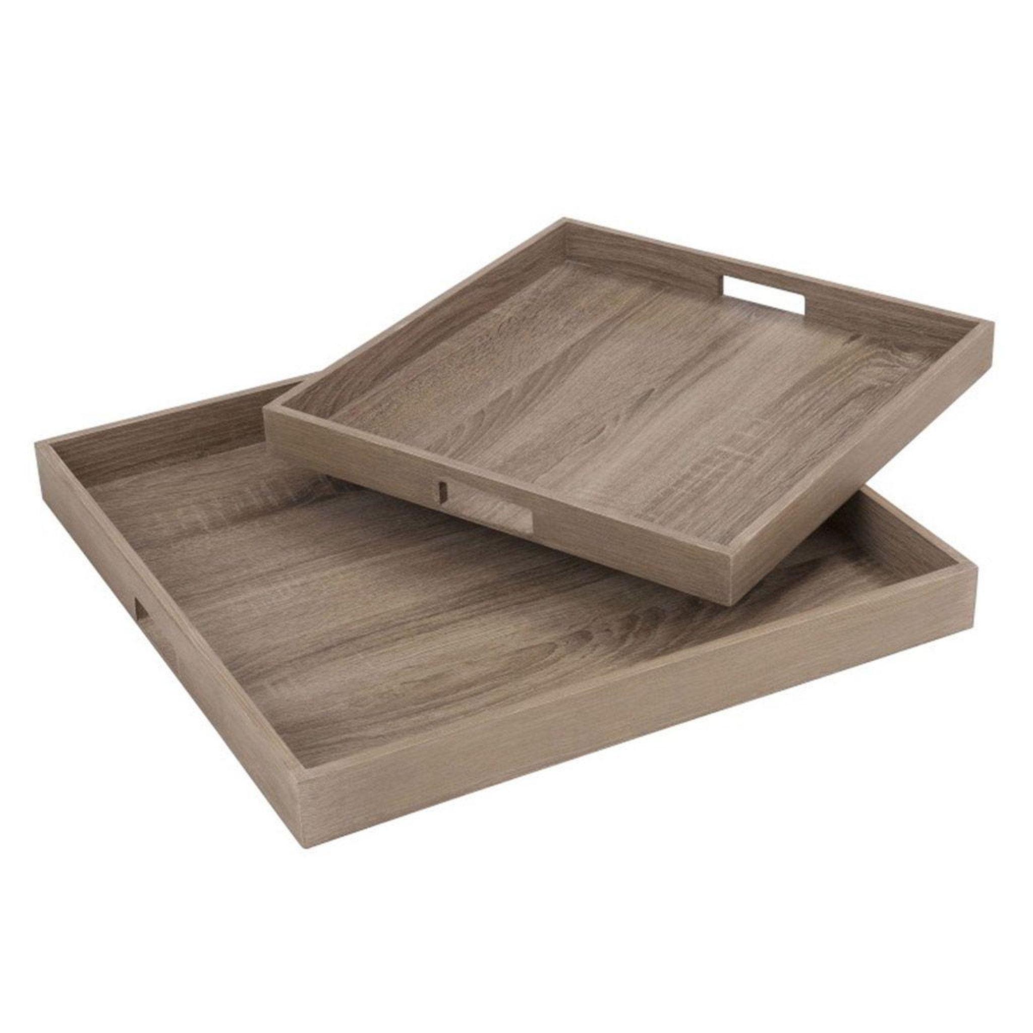 Voir la diapositive 2 : J-LINE Lot de 2 plateaux carrés  ayana  50cm naturel