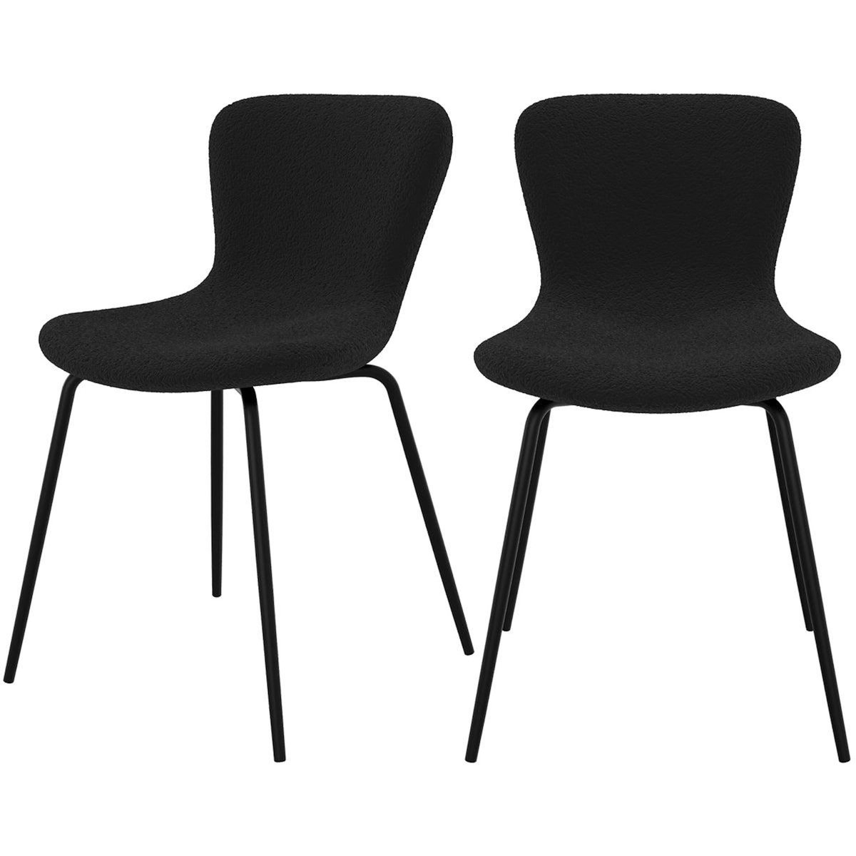 Rendez vous déco Lot de 2 chaises effet laine bouclette blanche et pieds en métal - Koko