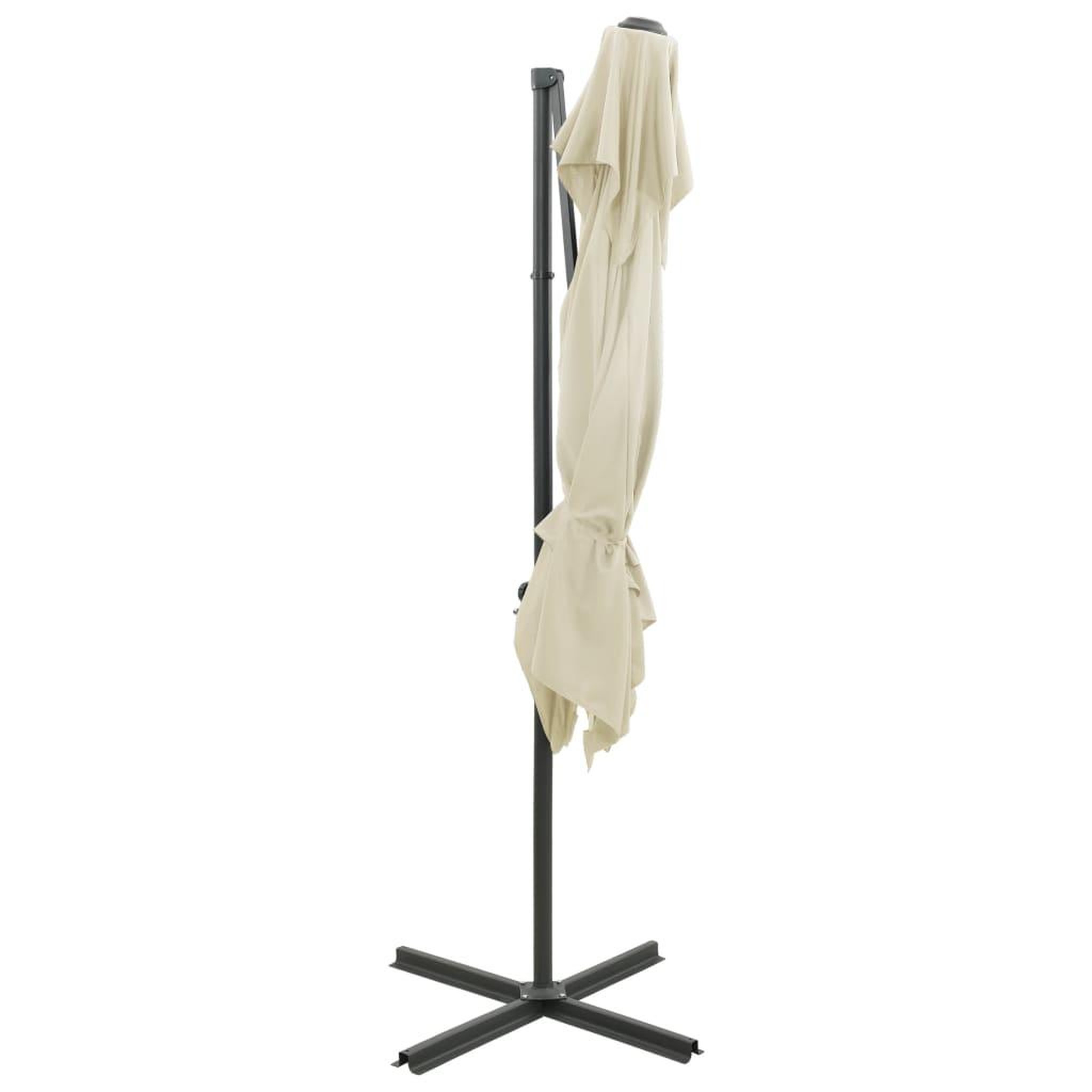 Voir la diapositive 4 : VIDAXL Parasol de jardin en porte-a-faux a double toit Sable 250x250cm