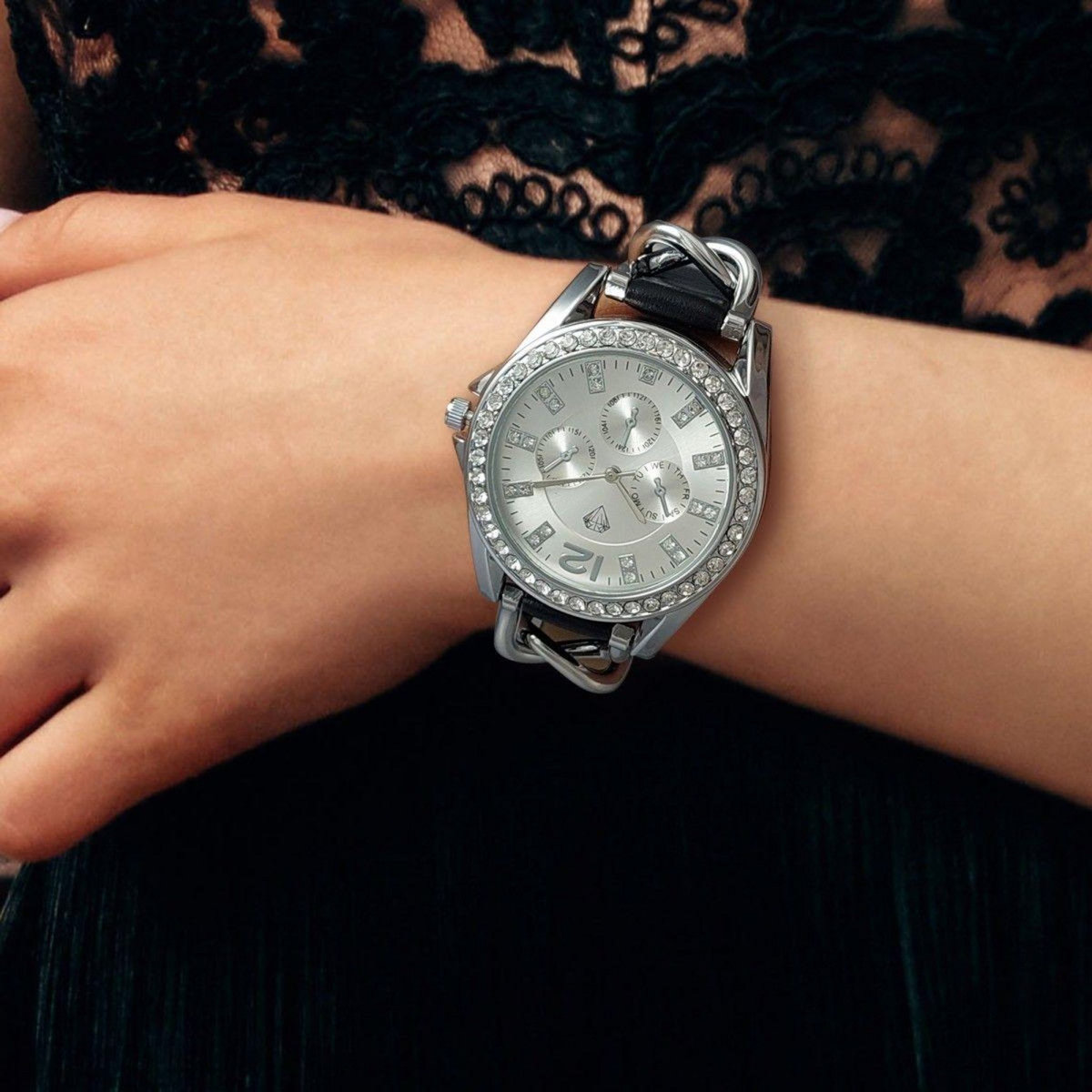 SC CRYSTAL Montre Adèle SC Crystal ornée de Cristaux scintillants