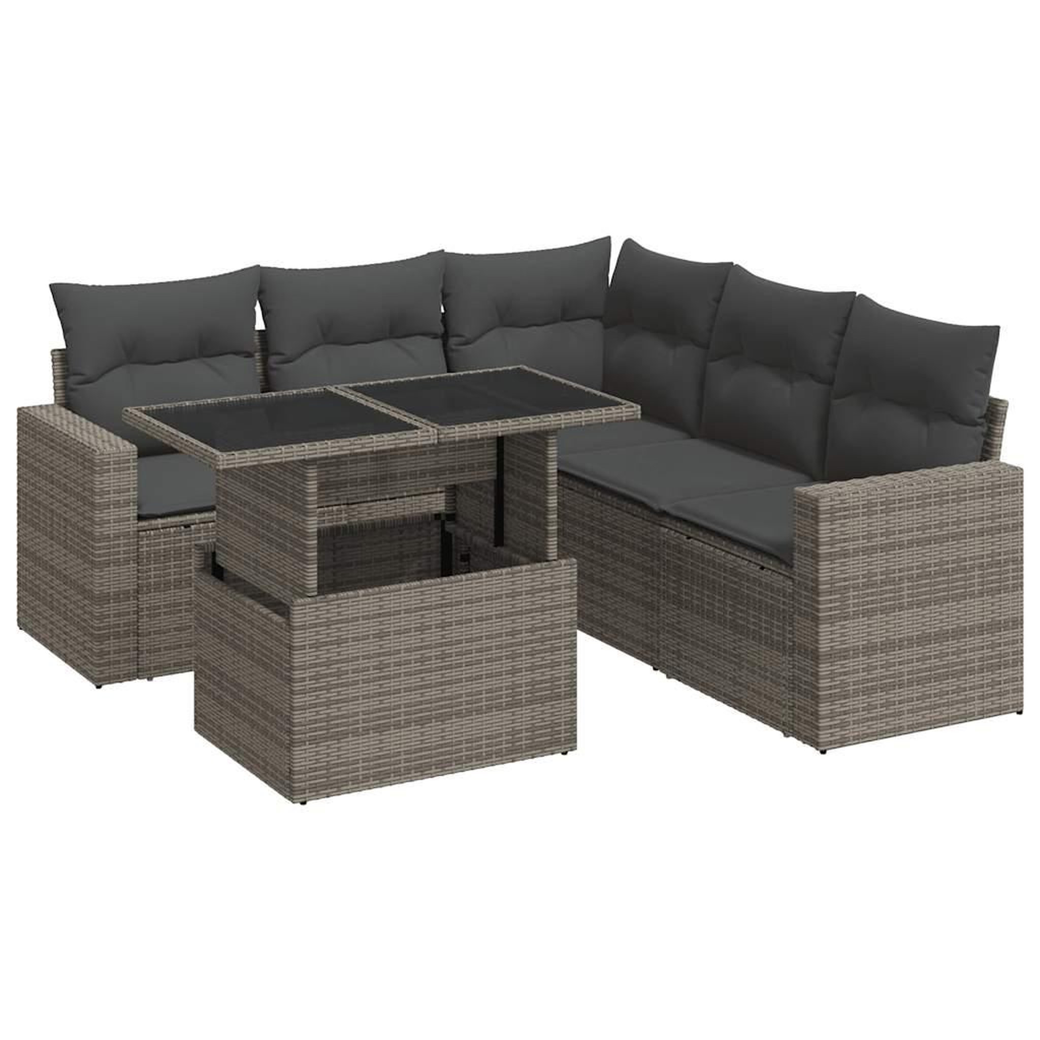 Voir la diapositive 2 : VIDAXL Salon de jardin 6 pcs avec coussins gris resine tressee