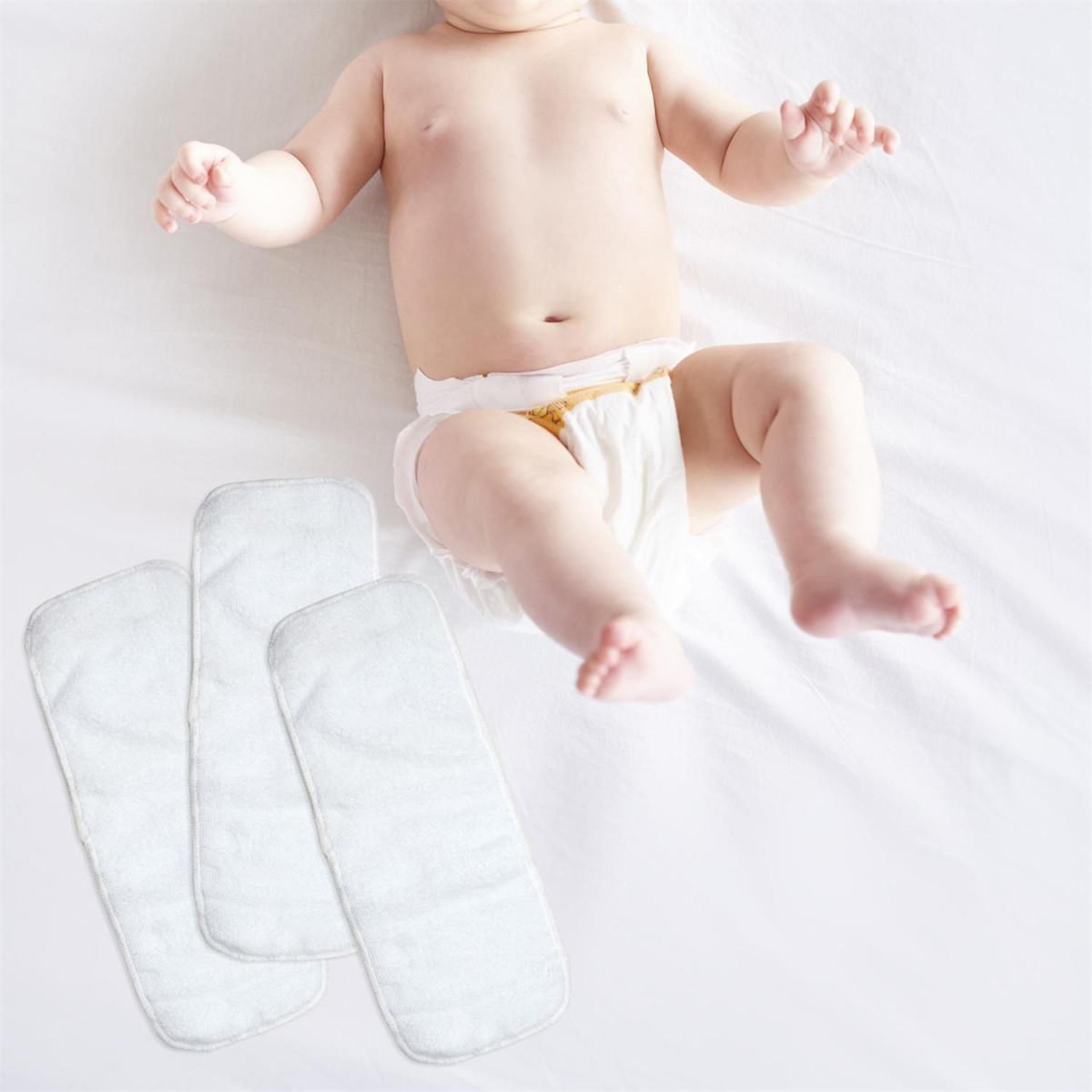 Voir la diapositive 4 : Tom & Zoé Lot de 3 inserts lavables pour couche  bébé  35cm blanc