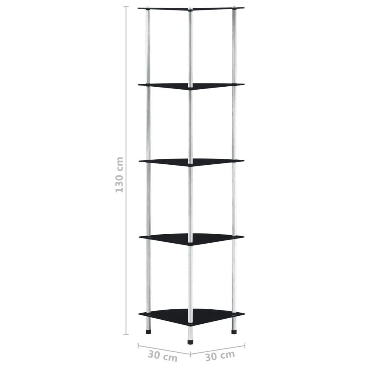 VIDAXL Etagere 5 niveaux Noir 30x30x130 cm Verre trempe