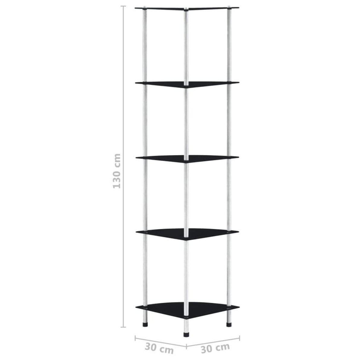 VIDAXL Etagere 5 niveaux Noir 30x30x130 cm Verre trempe