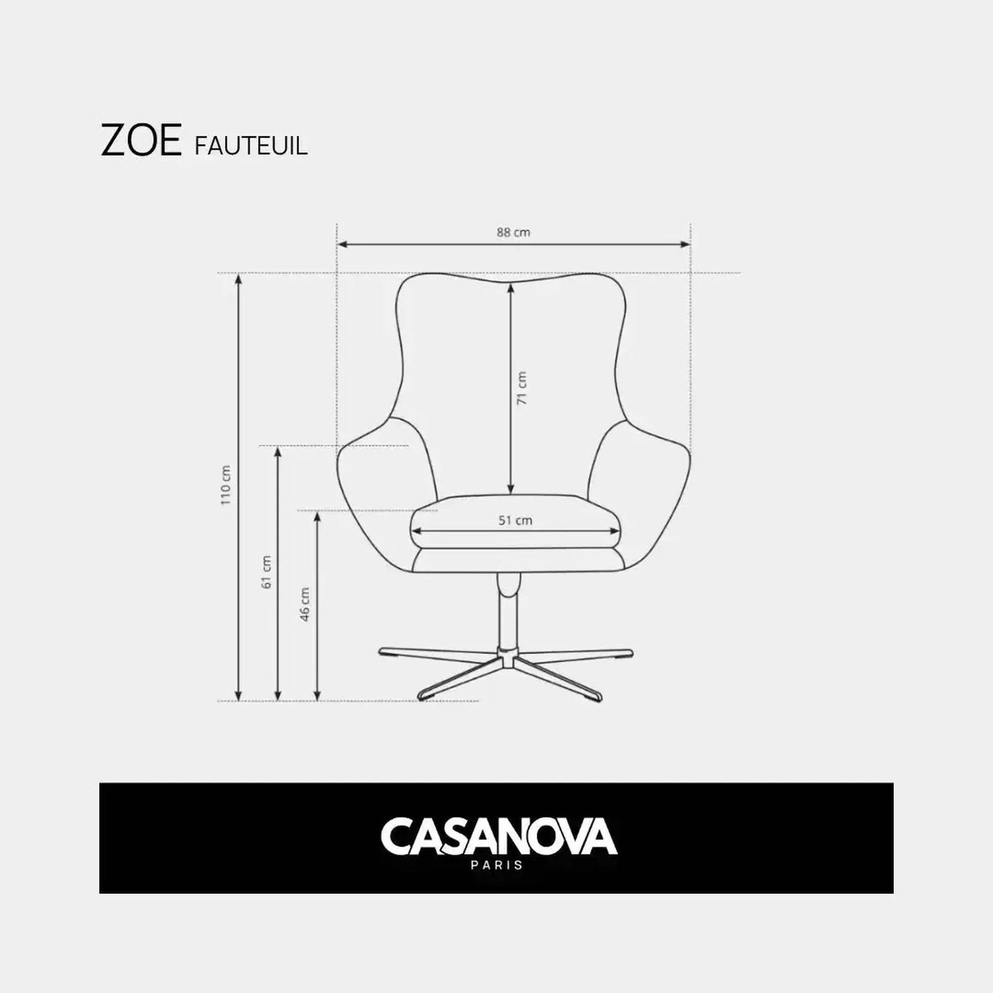 Voir la diapositive 6 : CASANOVA PARIS Zoe - fauteuil en tissu chiné