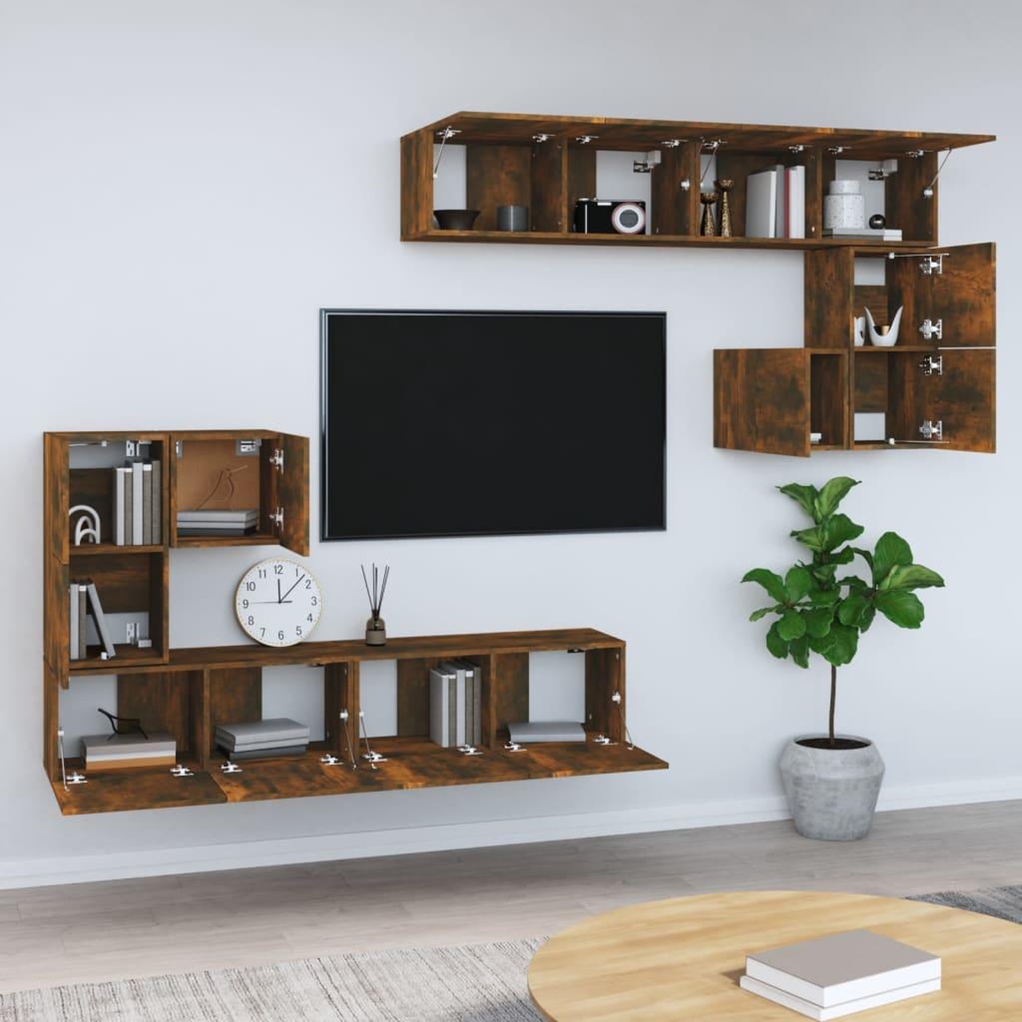 Voir la diapositive 3 : VIDAXL Meuble TV mural Chene fume Bois d'ingenierie
