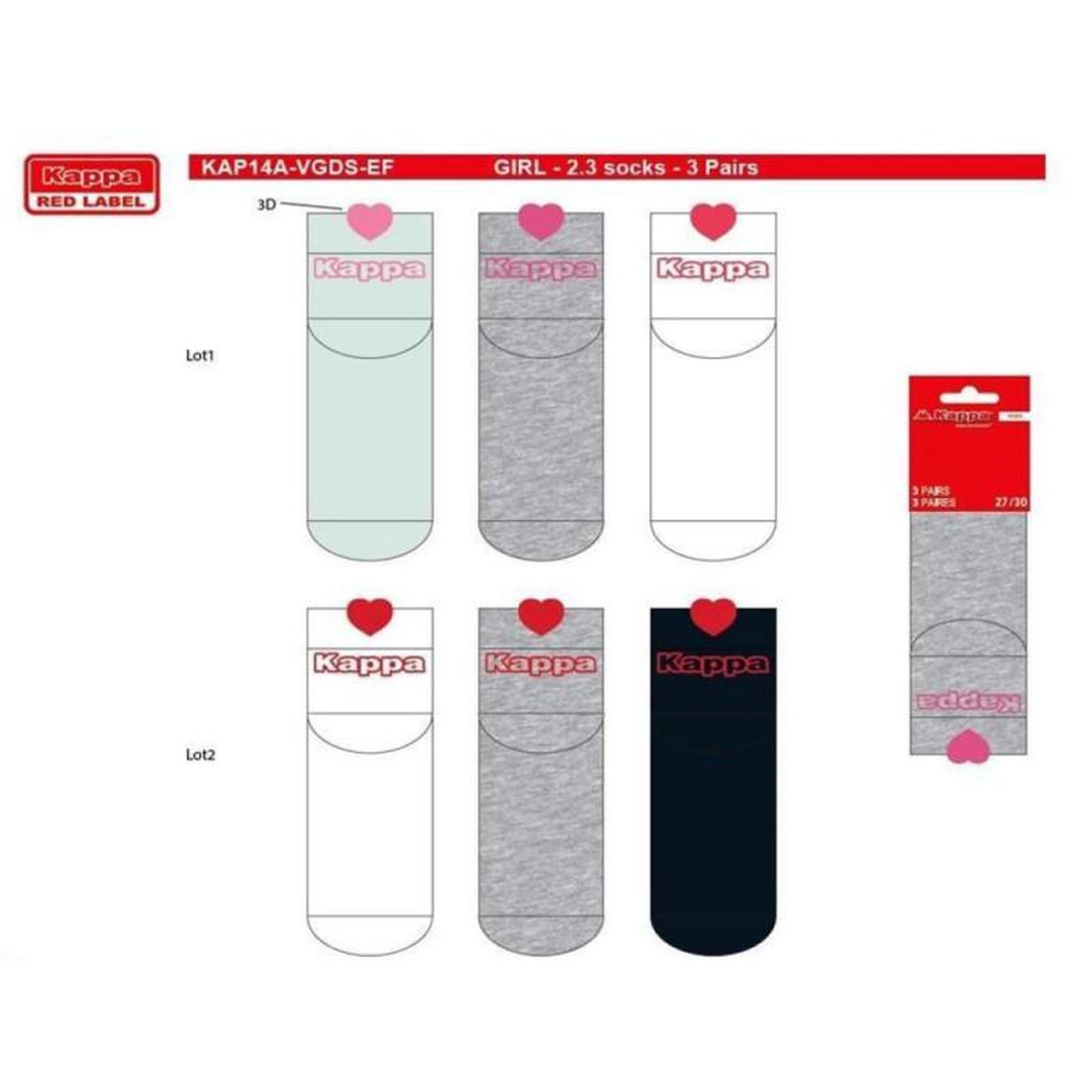 Voir la diapositive 4 : KAPPA Chaussettes Enfant VILLE KAPPA Lot de 6