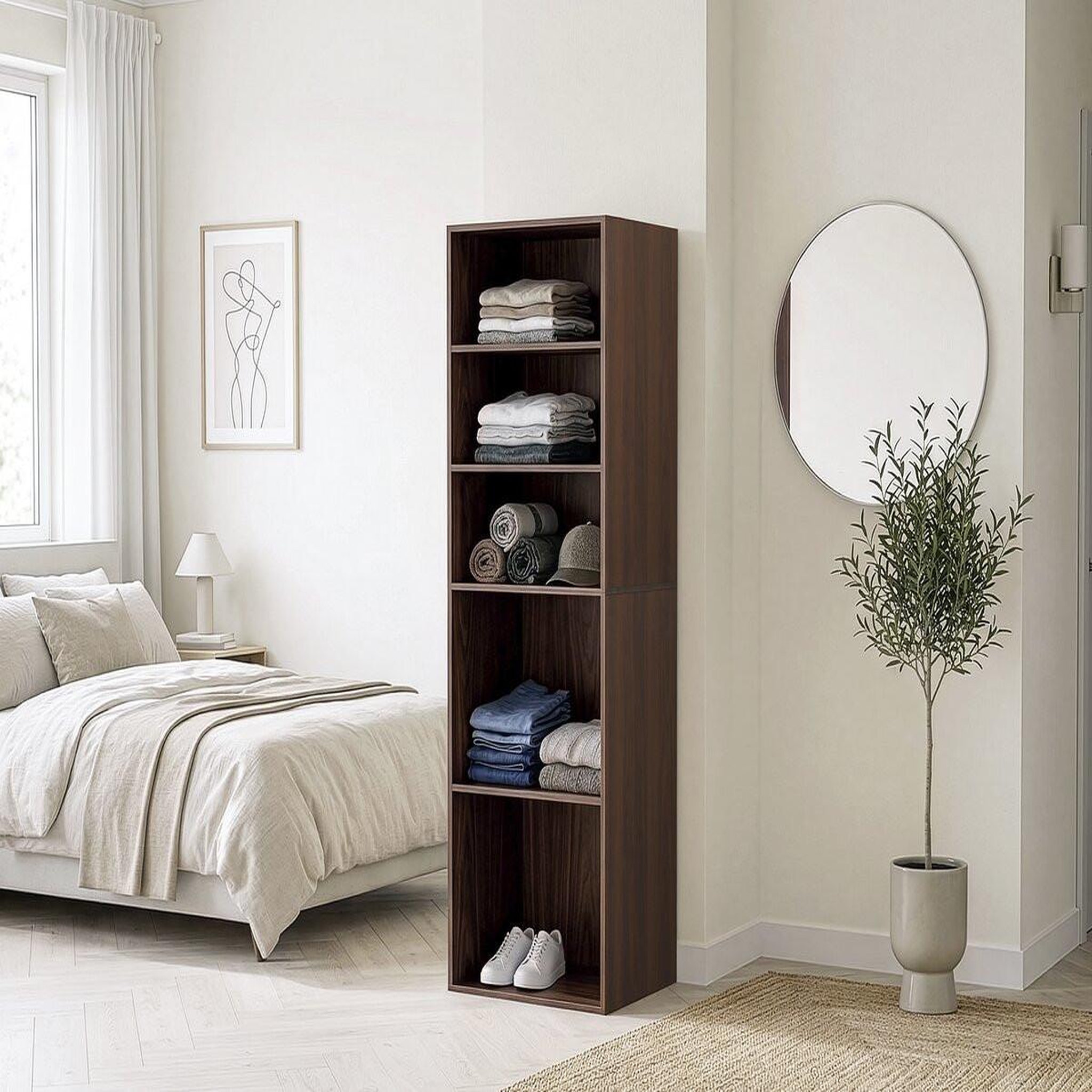 Voir la diapositive 2 : Habitat et Jardin Armoire avec 5 étagères  opéra  - 60 x 45 x 180 cm - marron
