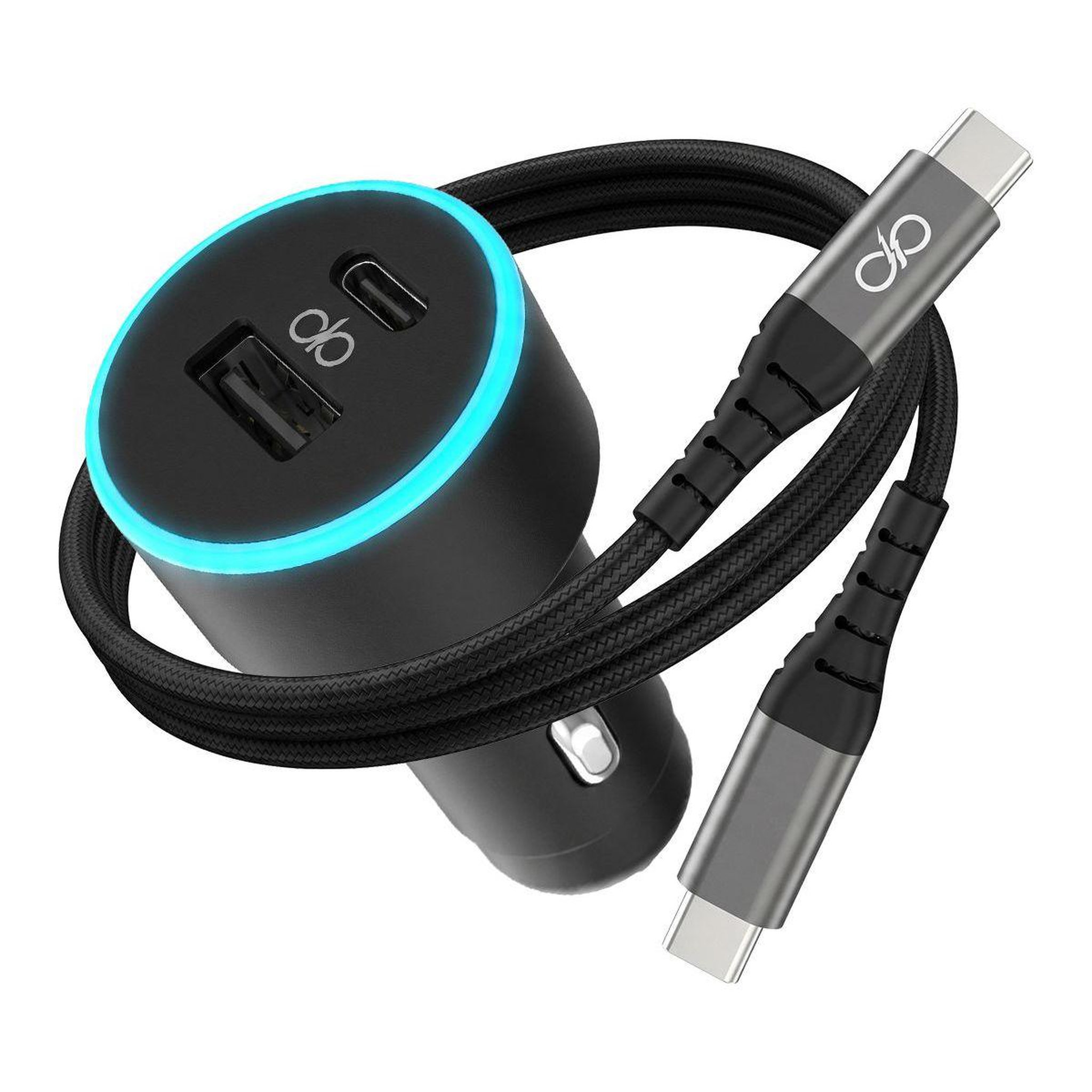 FORCE POWER Chargeur allume cigare 65w usb-a + usb-c + cable usb-c/c 1.2m