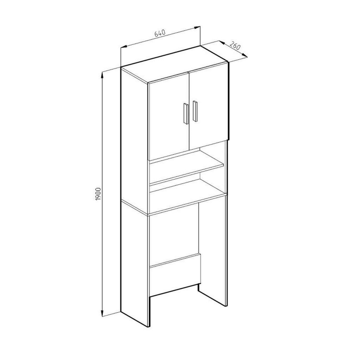 TOILINUX Meuble de buanderie pour machine à laver Jeany - L. 64 x H. 190 cm - Blanc