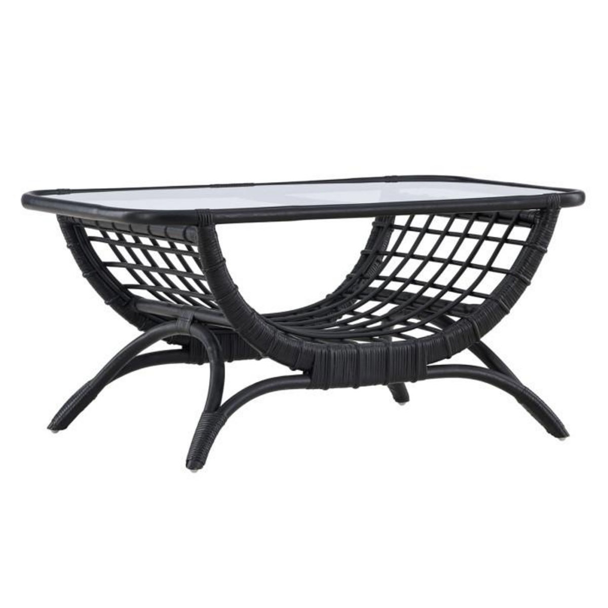 Paris Prix Table Basse de Jardin en Rotin  Moana  95cm Noir