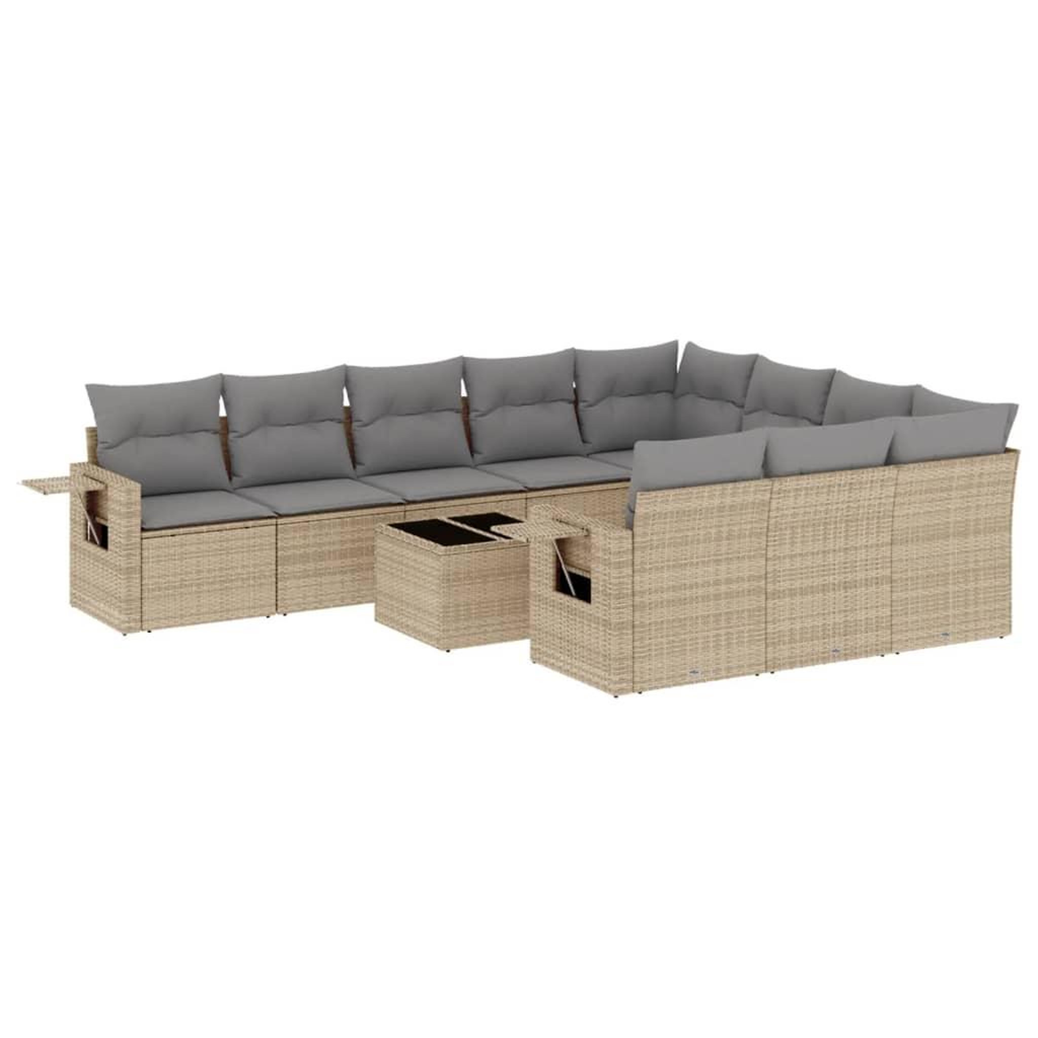 Voir la diapositive 2 : VIDAXL Salon de jardin 11 pcs avec coussins beige resine tressee
