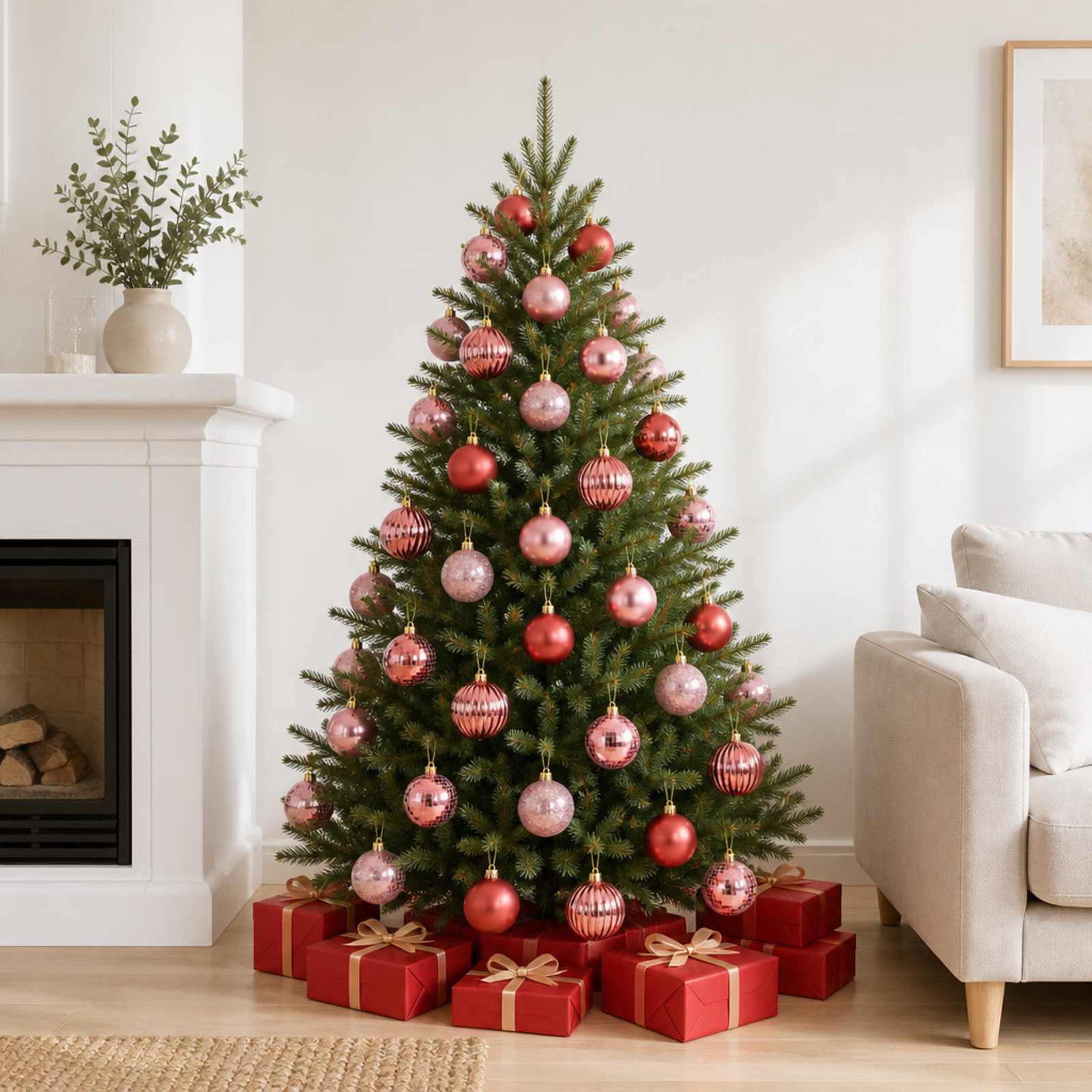 Voir la diapositive 2 : VIDAXL Ensemble de boules de Noël 75 pc Rose et vieux rose 6 cm