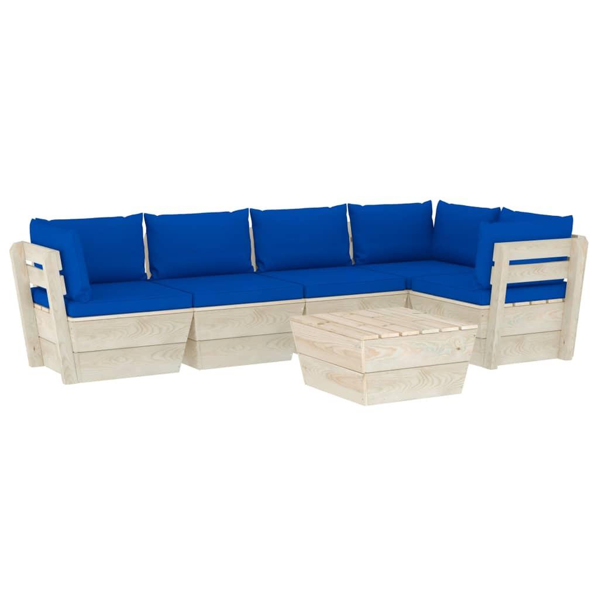 Voir la diapositive 2 : VIDAXL Salon de jardin palette 6 pcs avec coussins Epicea impregne