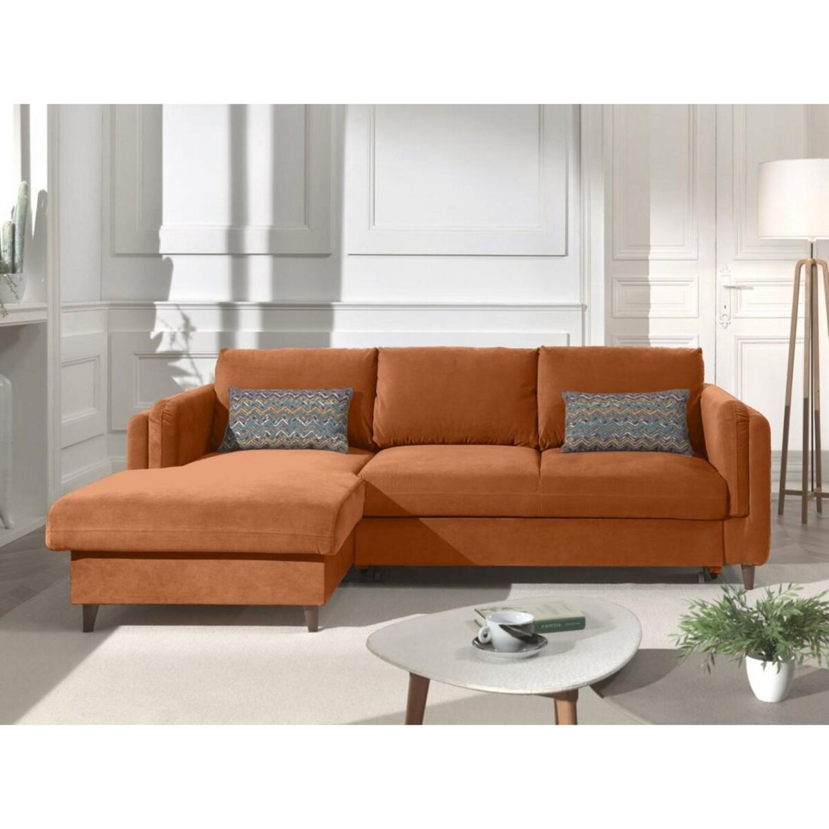 LISA DESIGN Brooke - canapé d'angle gauche - convertible avec coffre - 4 places - en velours