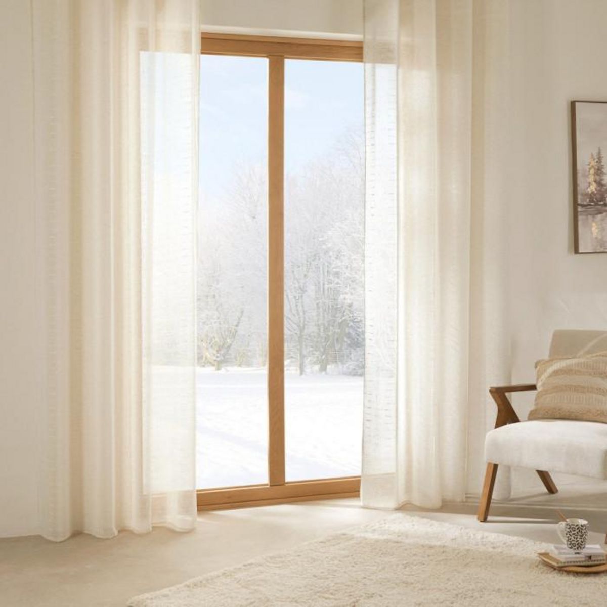 ATMOSPHERA Rideau Voilage Floqué  Fred  140x240cm Beige