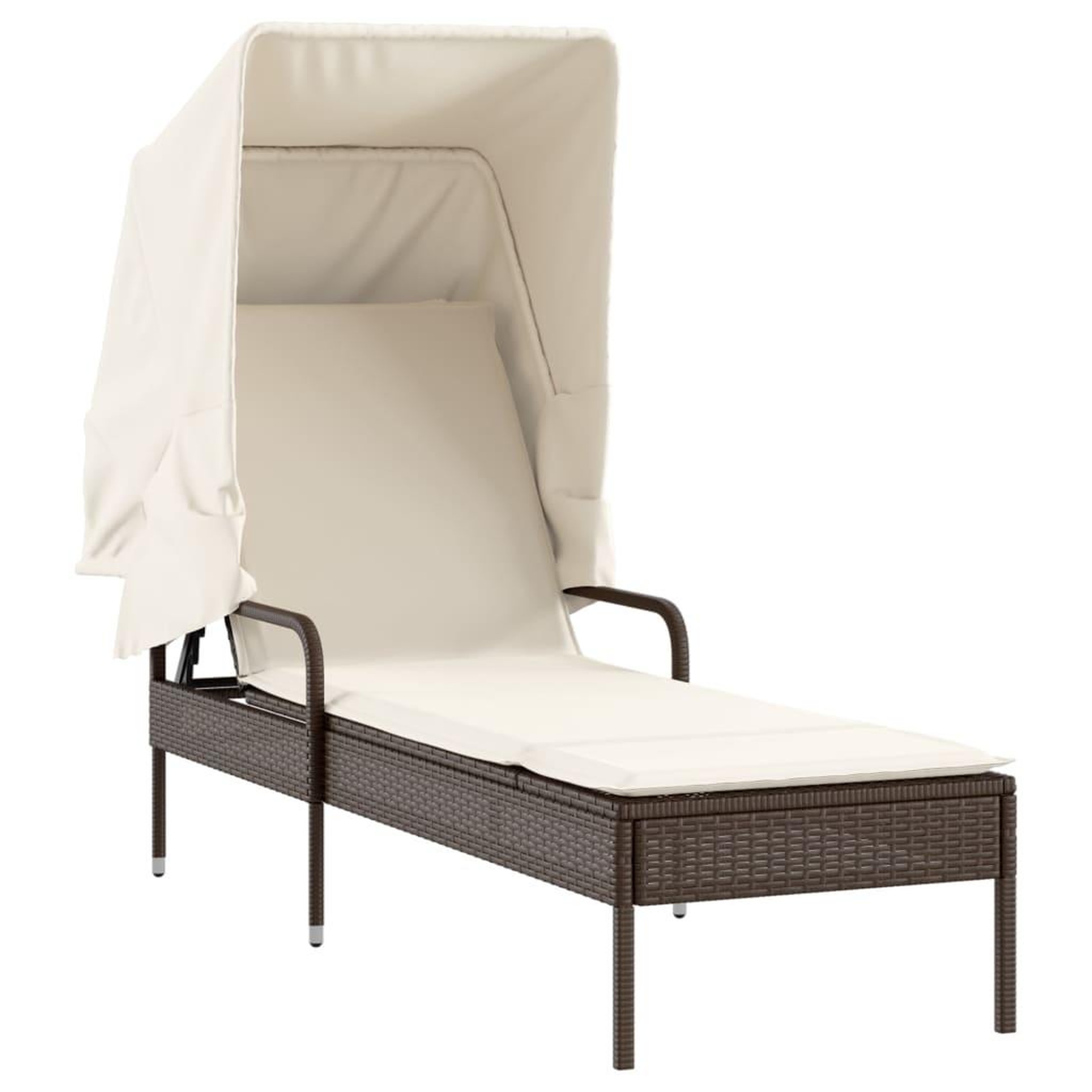 Voir la diapositive 3 : VIDAXL Chaises longues lot de 2 et auvents et table marron poly rotin