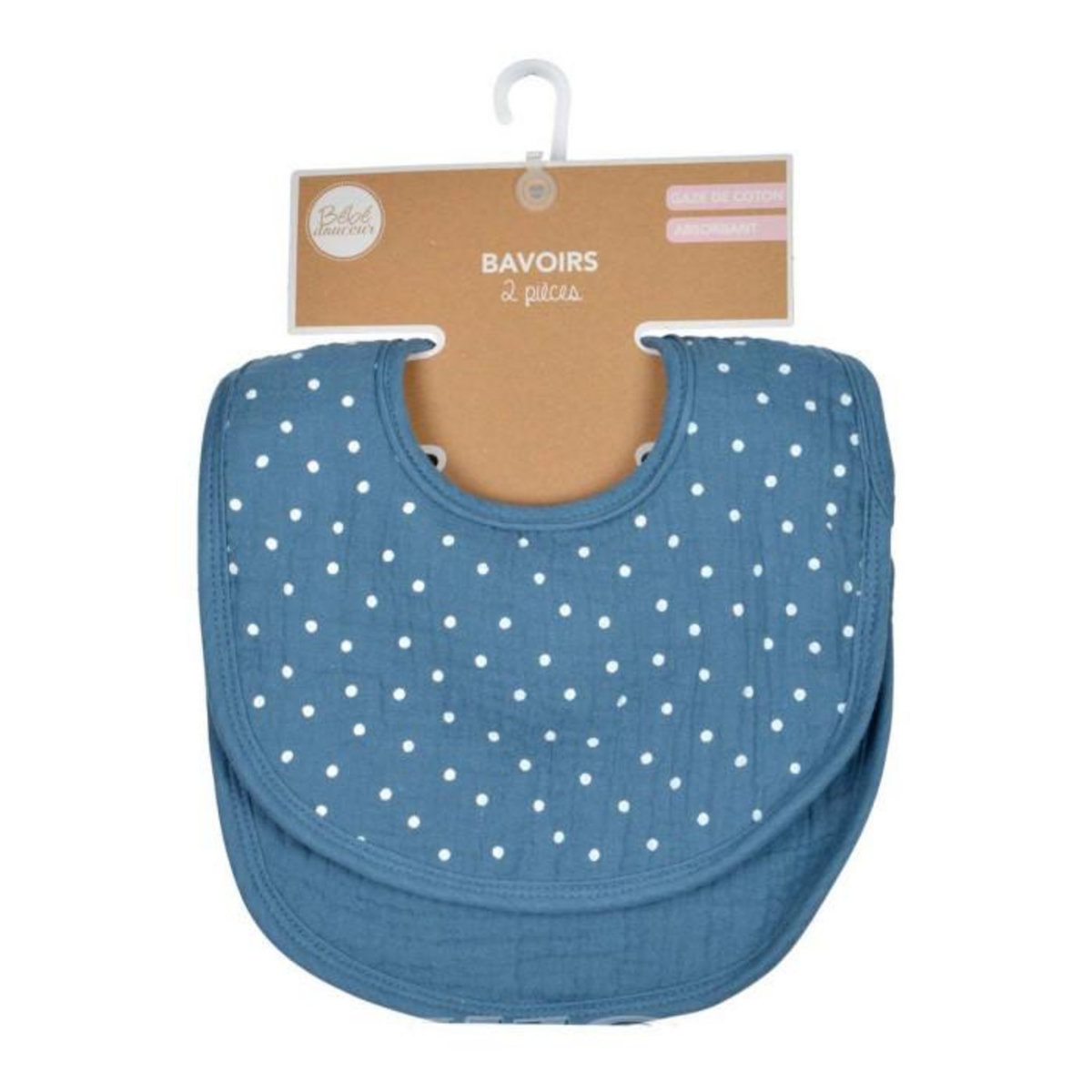 Paris Prix Lot de 2 Bavoirs Bébé  Absorbant  27cm Bleu Foncé
