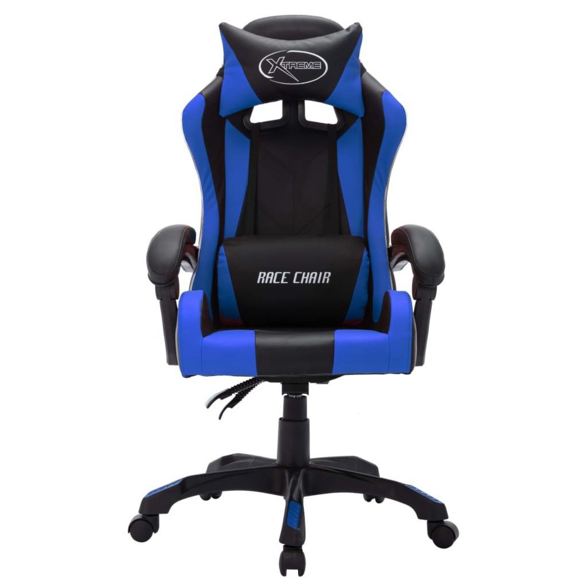 VIDAXL Fauteuil de jeux video avec LED RVB Bleu et noir Similicuir