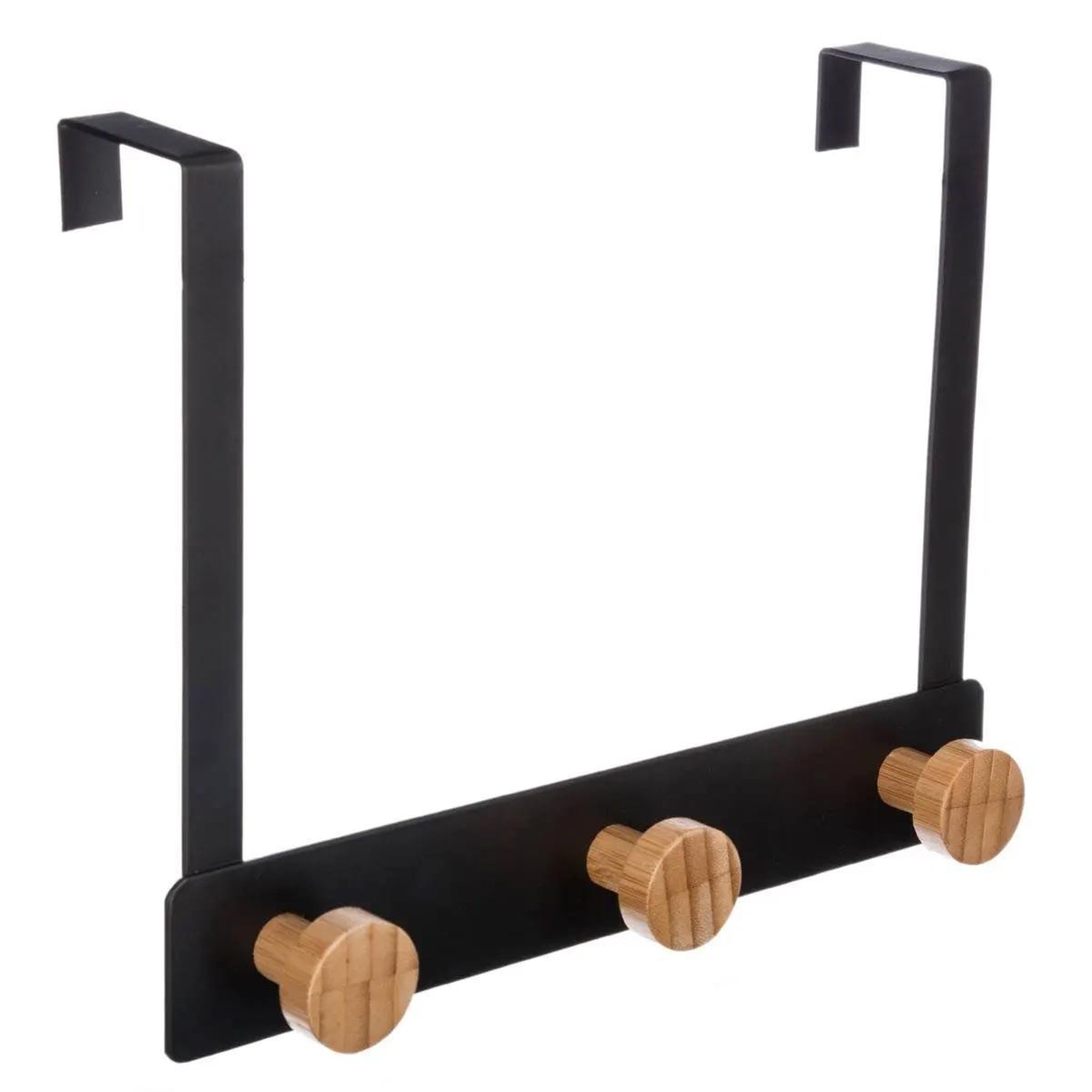 FIVE Patère en métal & bambou  3 têtes  20cm noir