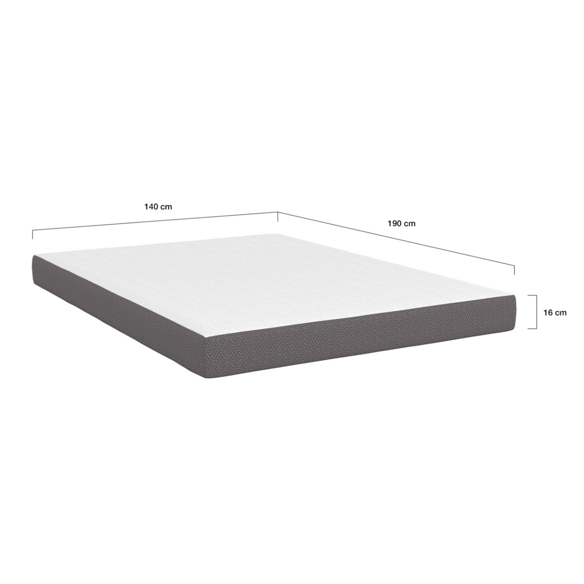 ID MARKET Matelas 140 x 190 cm à mémoire de forme STELLA épaisseur 16 cm