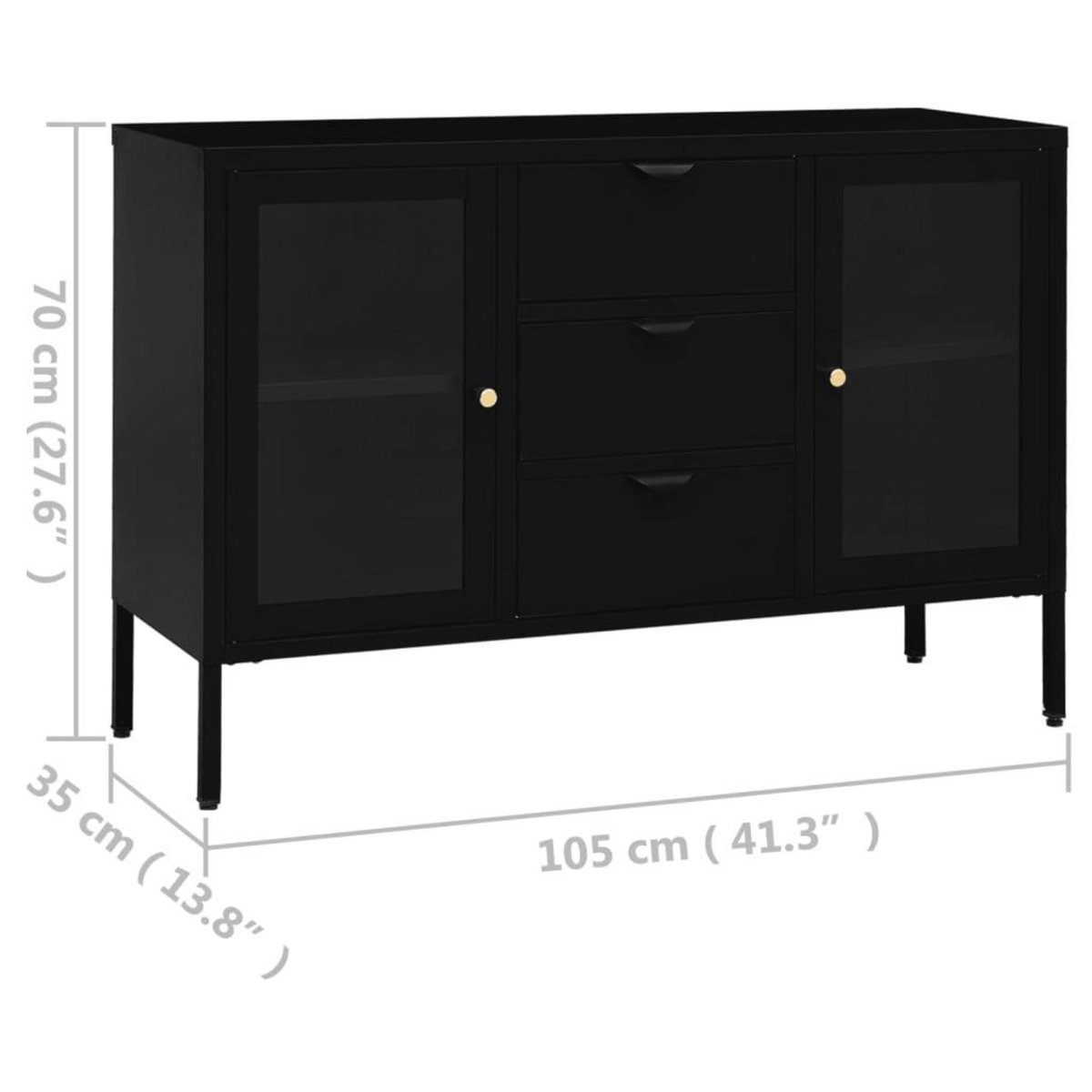 VIDAXL Buffet Noir 105x35x70 cm Acier et verre trempe